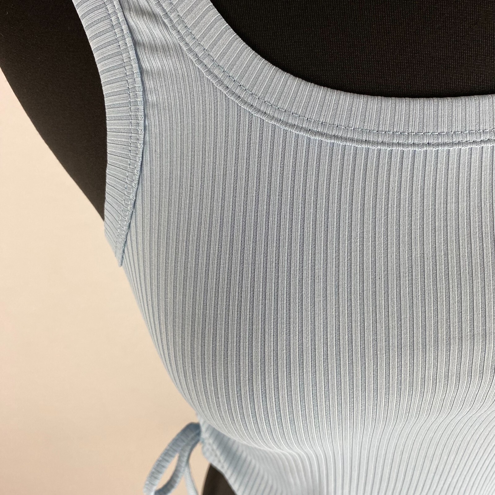 Shein Womens S / US 4 Blue Ribbed Drawstring Ruched Side Ties Cropped Tank Top