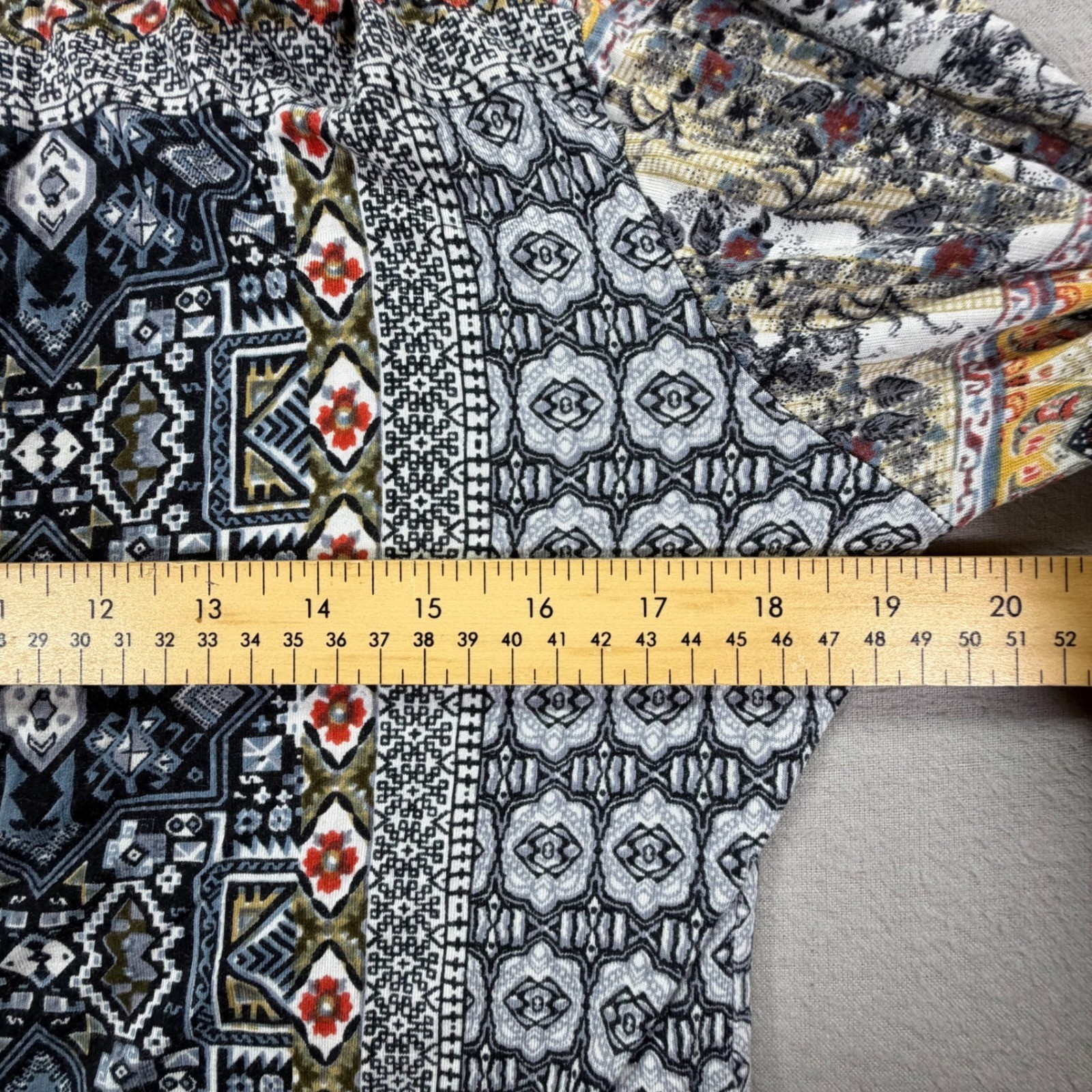 Parsley & Sage Womens Button Up Relaxed Multicolor Patchwork Print Top Size S