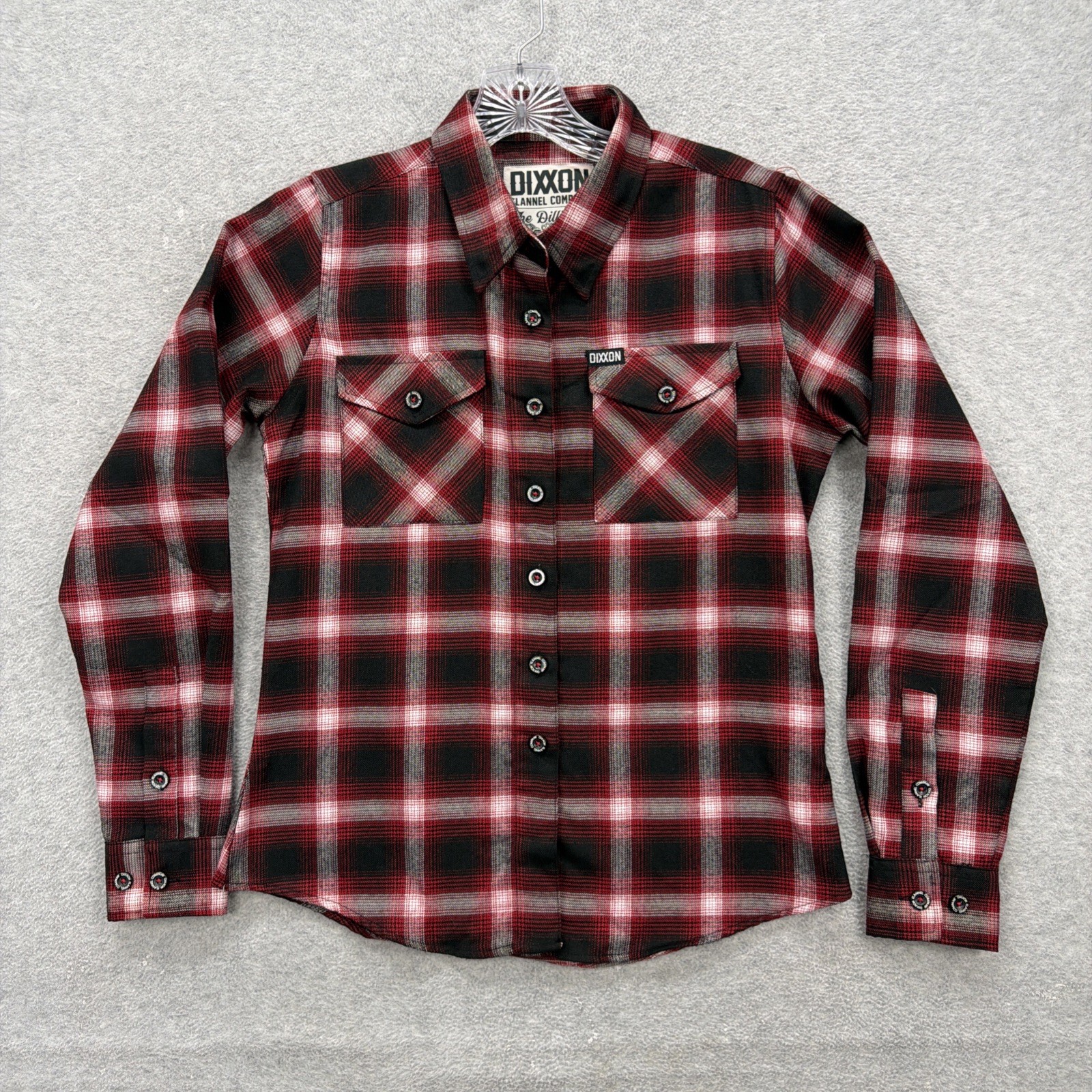 Dixxon Flannel Shirt Womens Small Red Black White Plaid The Dillinger D Tech