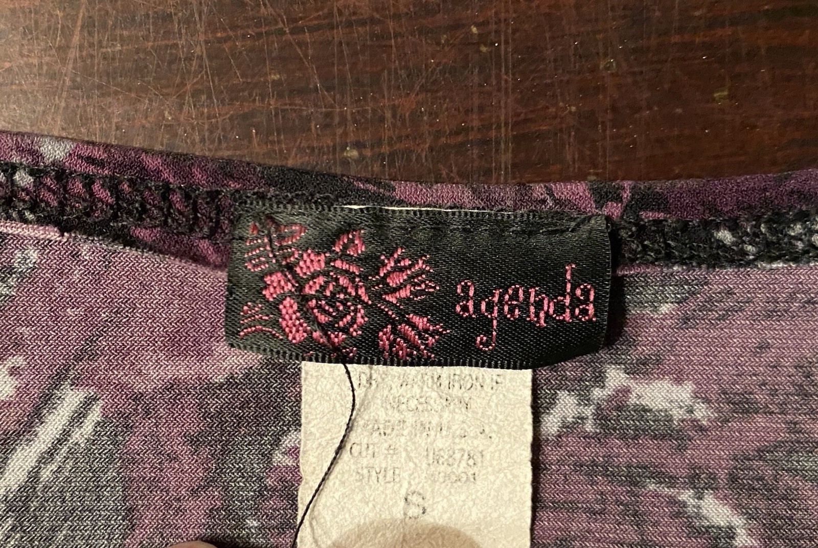 Agenda Women’s Purple And Black Short Sleeve Tunic Top, Size Small
