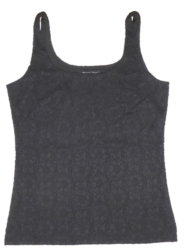 WHITE HOUSE BLACK MARKET Womens M Black ALL OVER LACE CAMI Tank Top MINT!