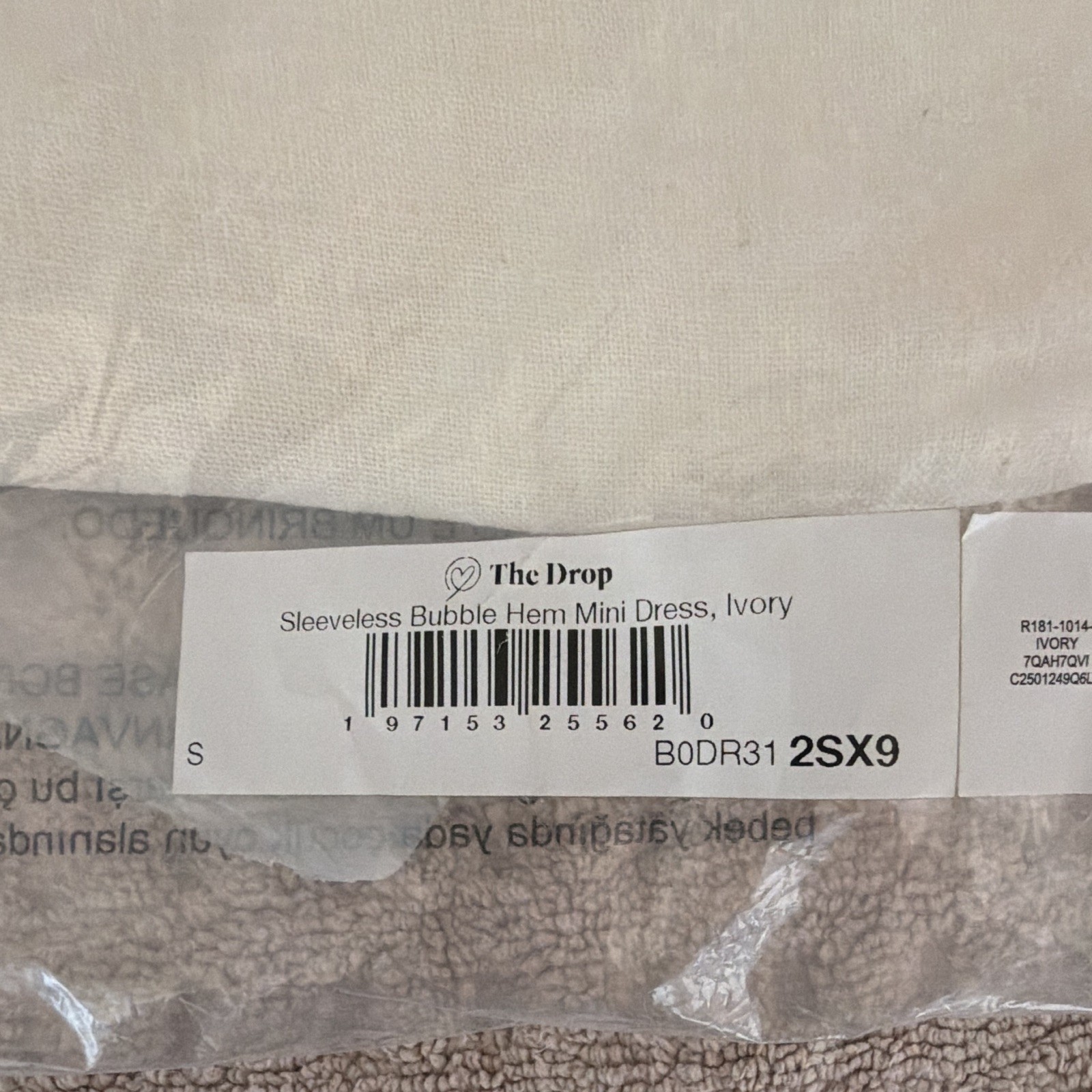 The Drop Women’s Sleeveless Bubble Hem Mini Dress Solid Jersey Cotton Ivory S