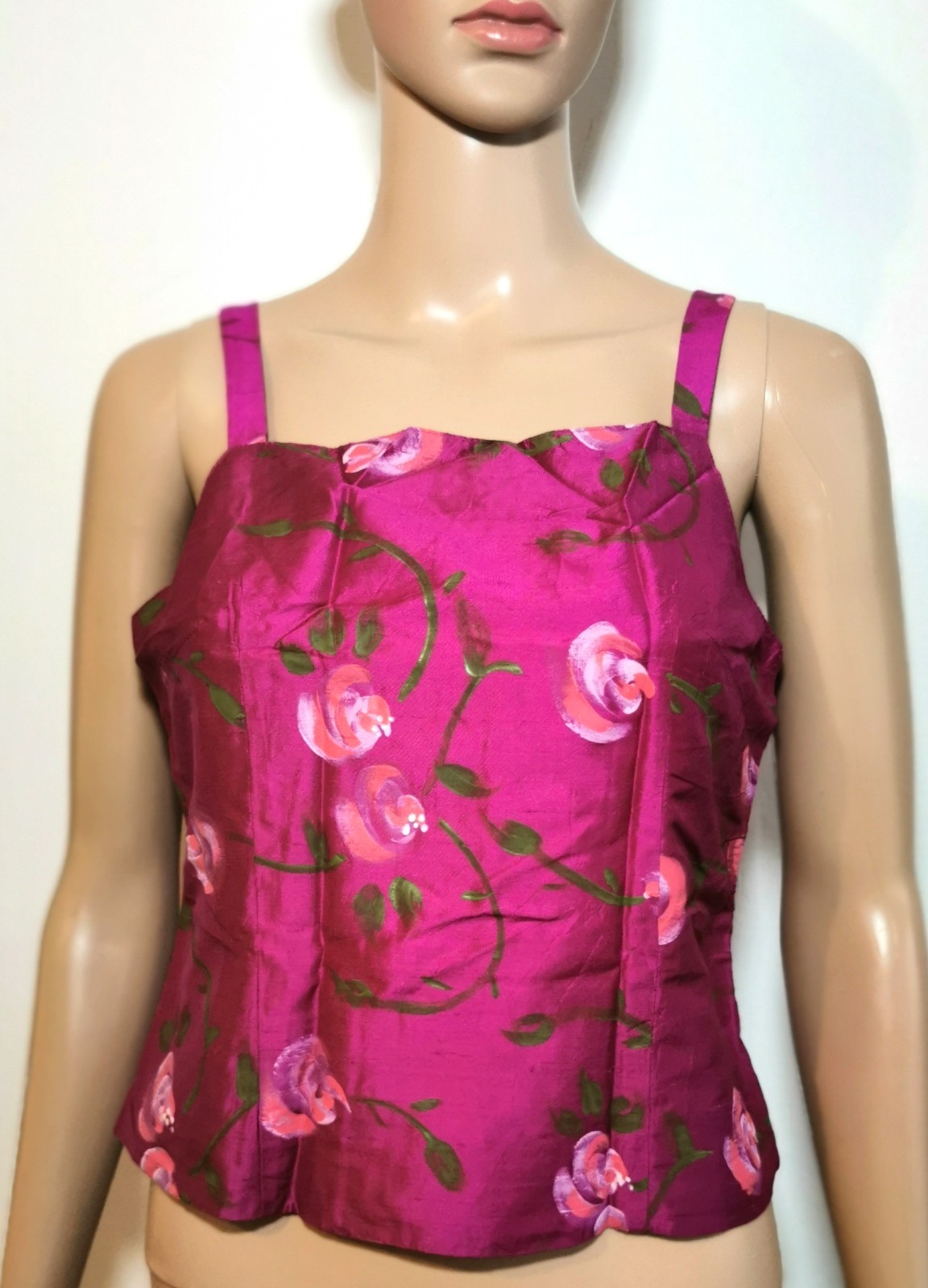 Orinoco silk blouse Vtg silk top. Floral. Y2K 100% silk size:S