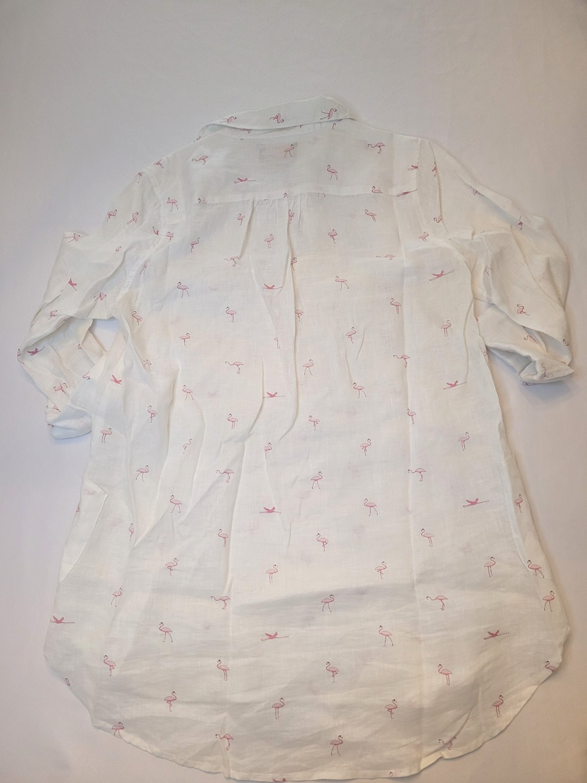 Forcynthia Beachwear 100% Linen White Flamingo Tunic | Women Size M | Secondhand