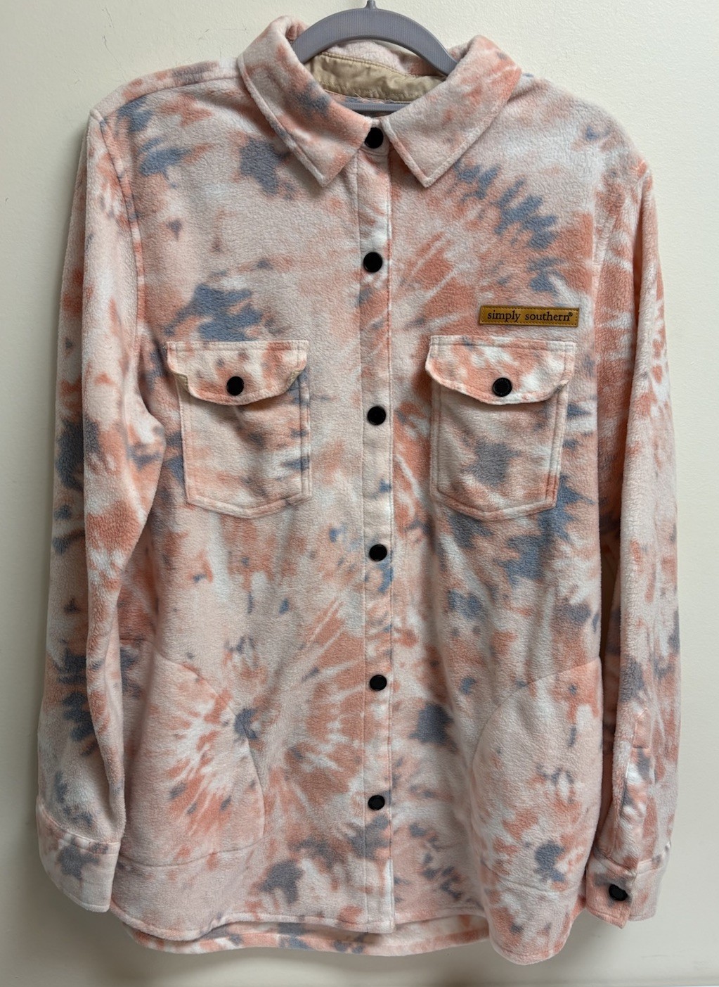 Simply Southern Women’s Shacket Size S Tie Dye Fleece Button Down Shirt Jacket