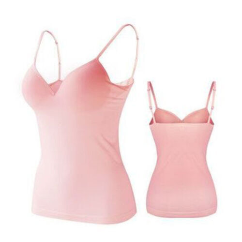 Women’s Tank Tops Strap Camisole With Built in Padded Bra Vest Cami Acces