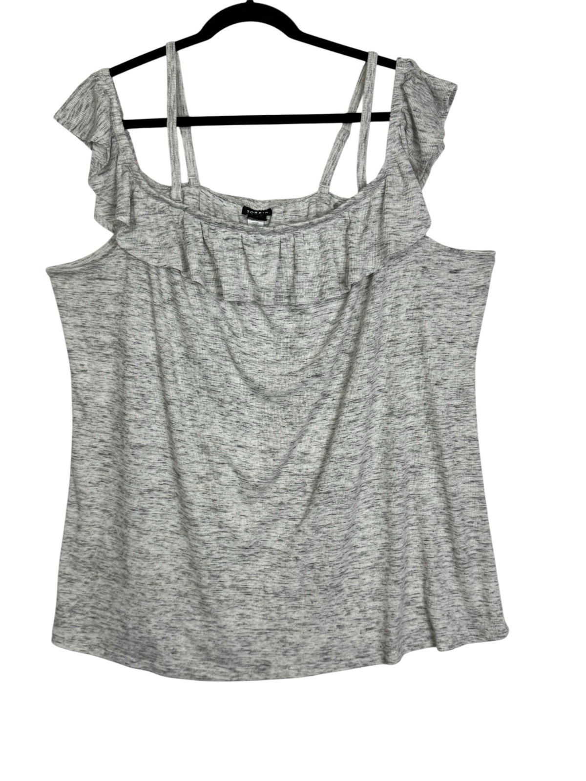 Torrid Women’s 5X Super Soft Gray Top Tank Ruffled Adjustable Straps Casual