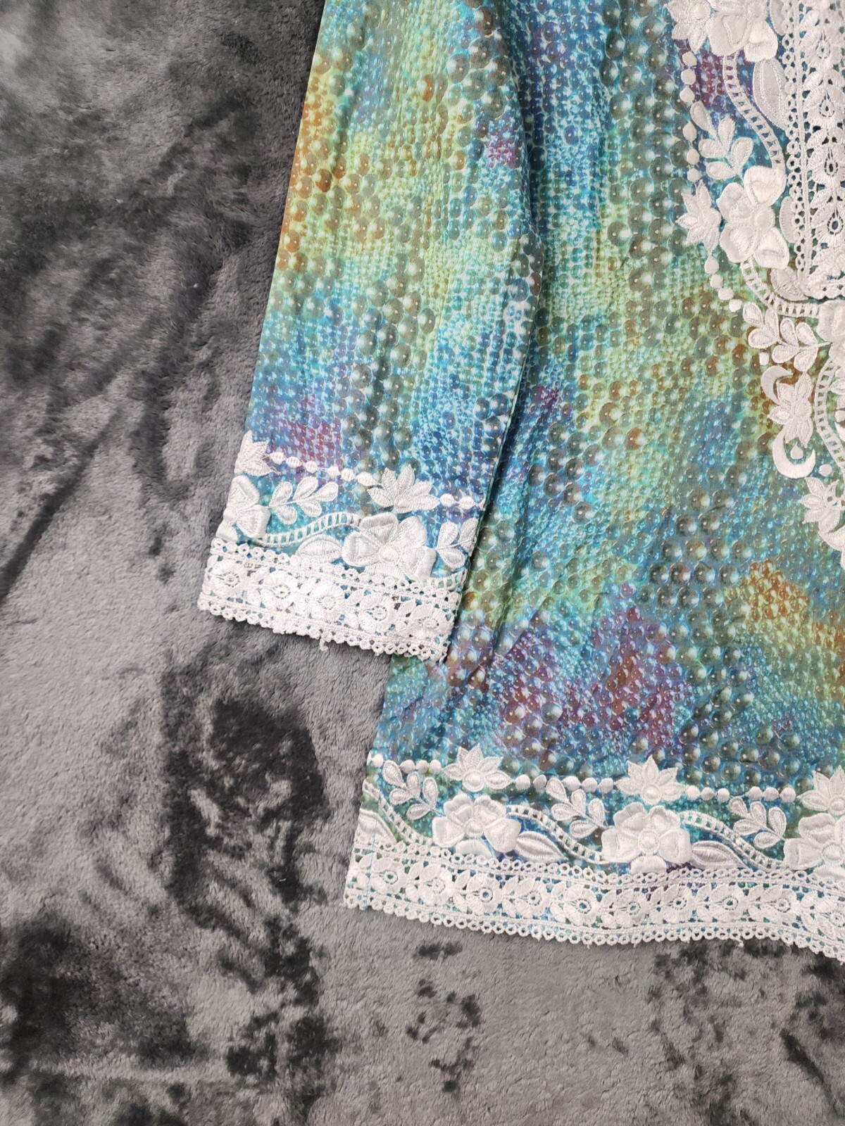 Beautiful TAJ by Sabrina Crippa 100% Cotton Over Blouse Sheer Coverup Size Small