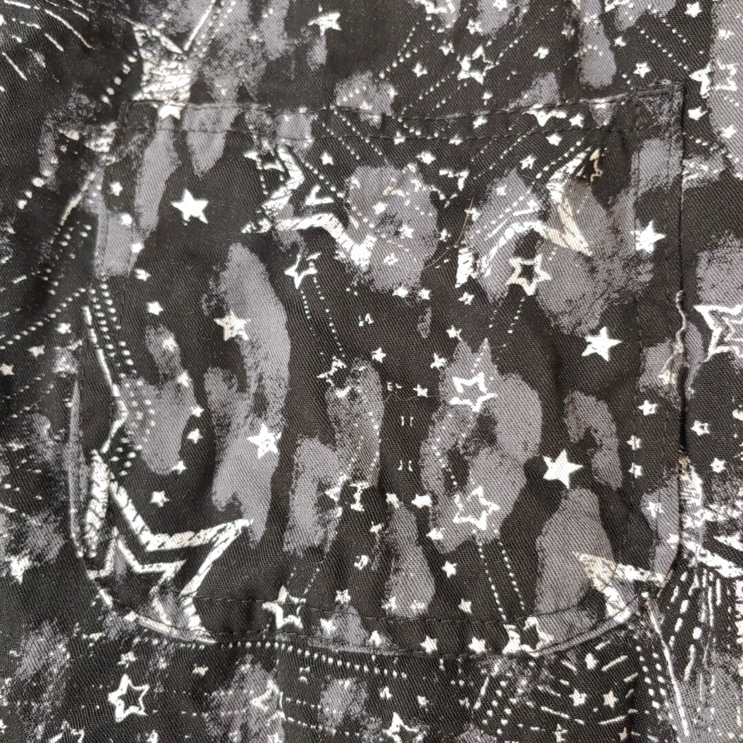 Y2k Rock Republic Shooting Star Shirt XL Black Boho Moon Celestial V-Neck Button