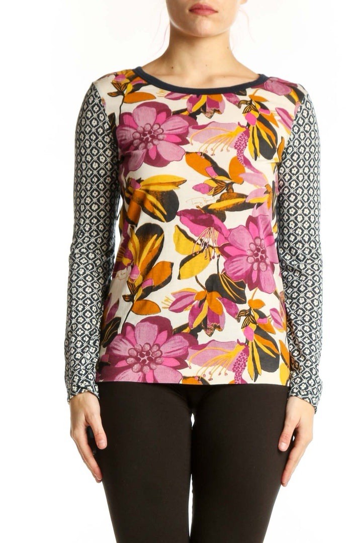 Tory Burch Floral Print Top Blouse Women’s S Long Sleeve Pima Cotton Preppy NEW