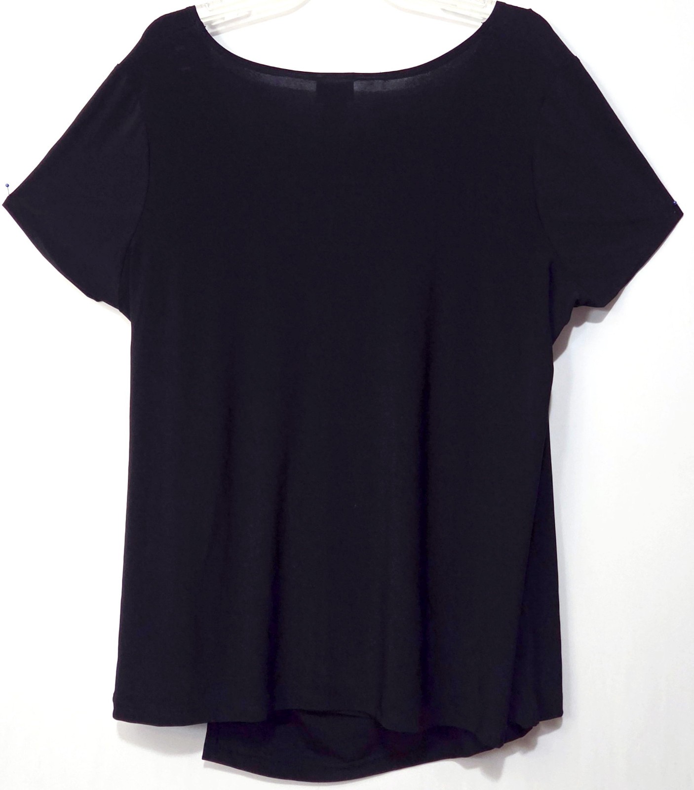 Jaclyn Smith Short Sleeve Blouse Faux Wrap O-Ring Surplice Neck Stretch Size 1X