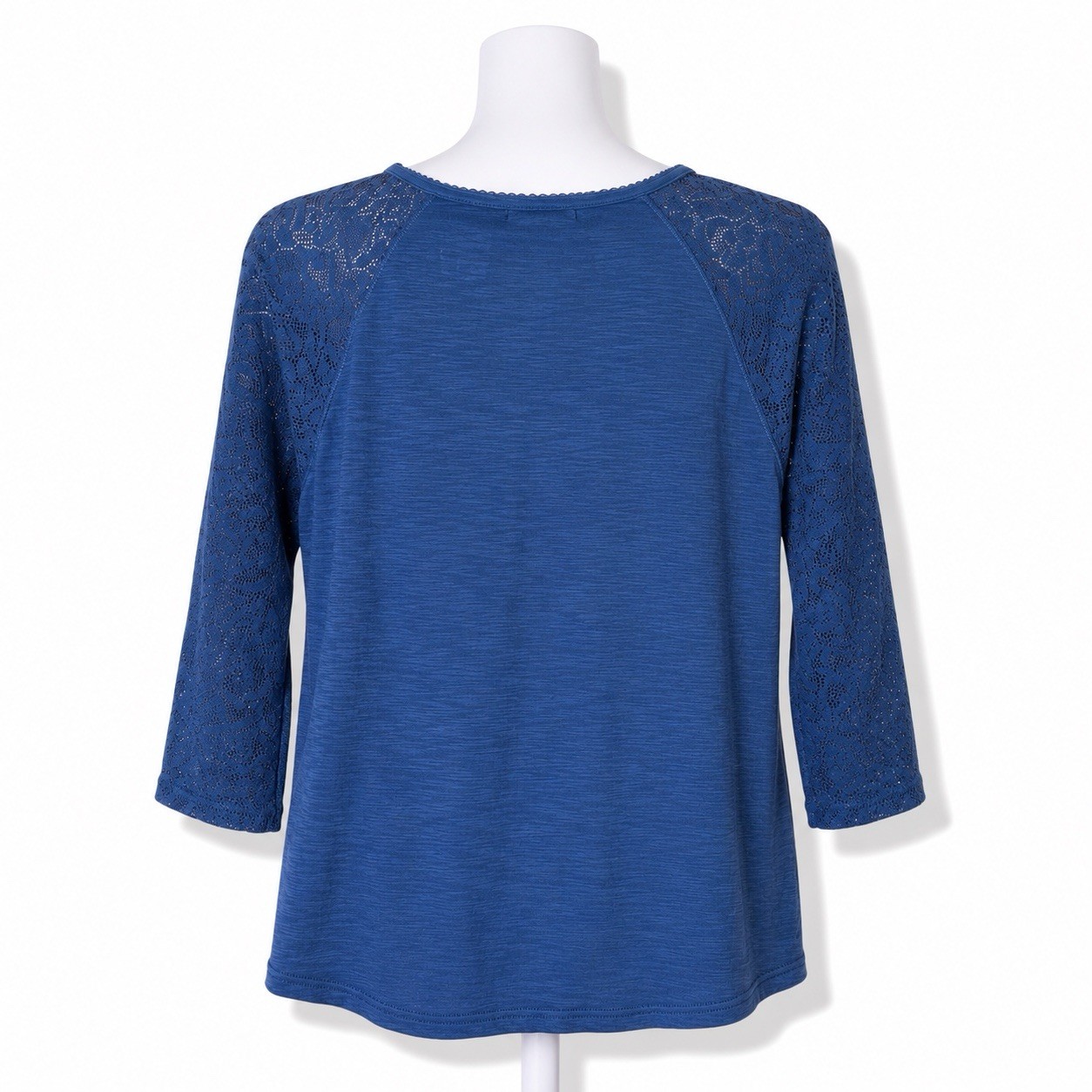 Chaps Denim Henley Top Size Large Indigo Blue Lace Sleeve Casual All Seasons