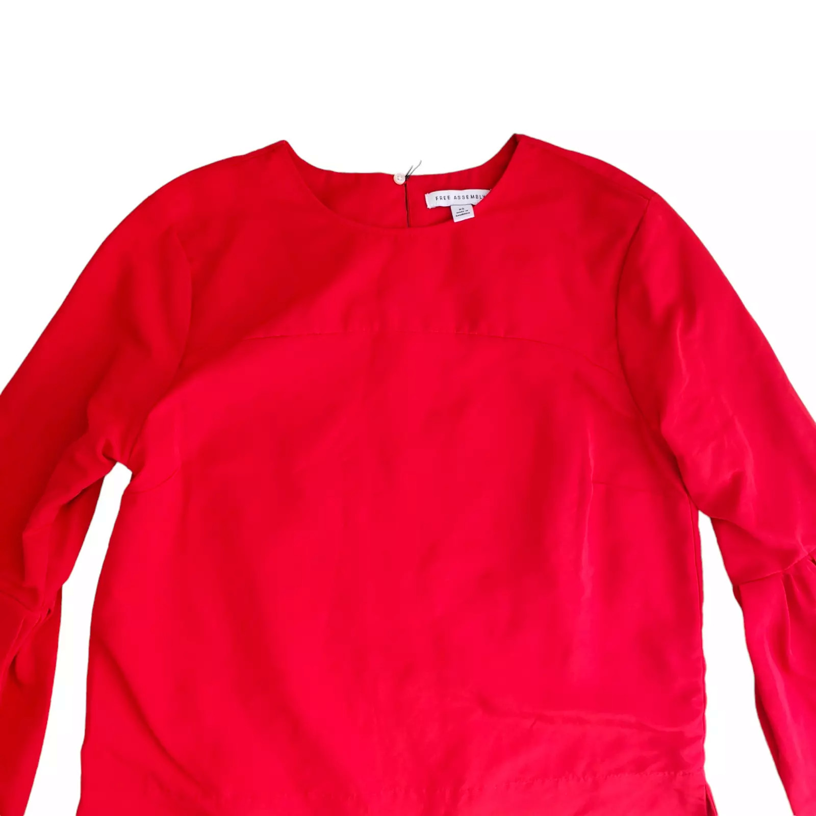NWT Free Assembly Blouse Womens XS Red Long Bell Sleeve