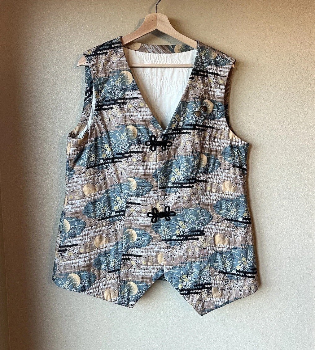 VTG Handmade Quilted Vest Granny Women’s Size M/L Charms Moon Flowers Boho 90’s