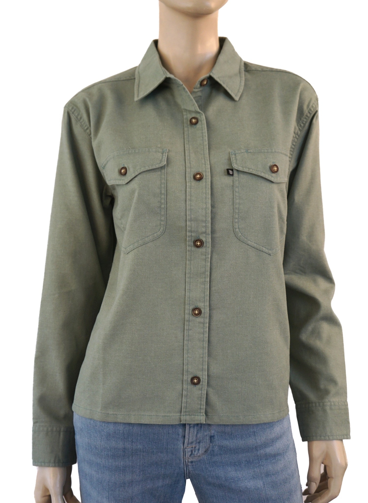 JUNK FOOD CLOTHING Green Oxford Cotton Button Front Shirt Jacket S NEW WITH TAGS