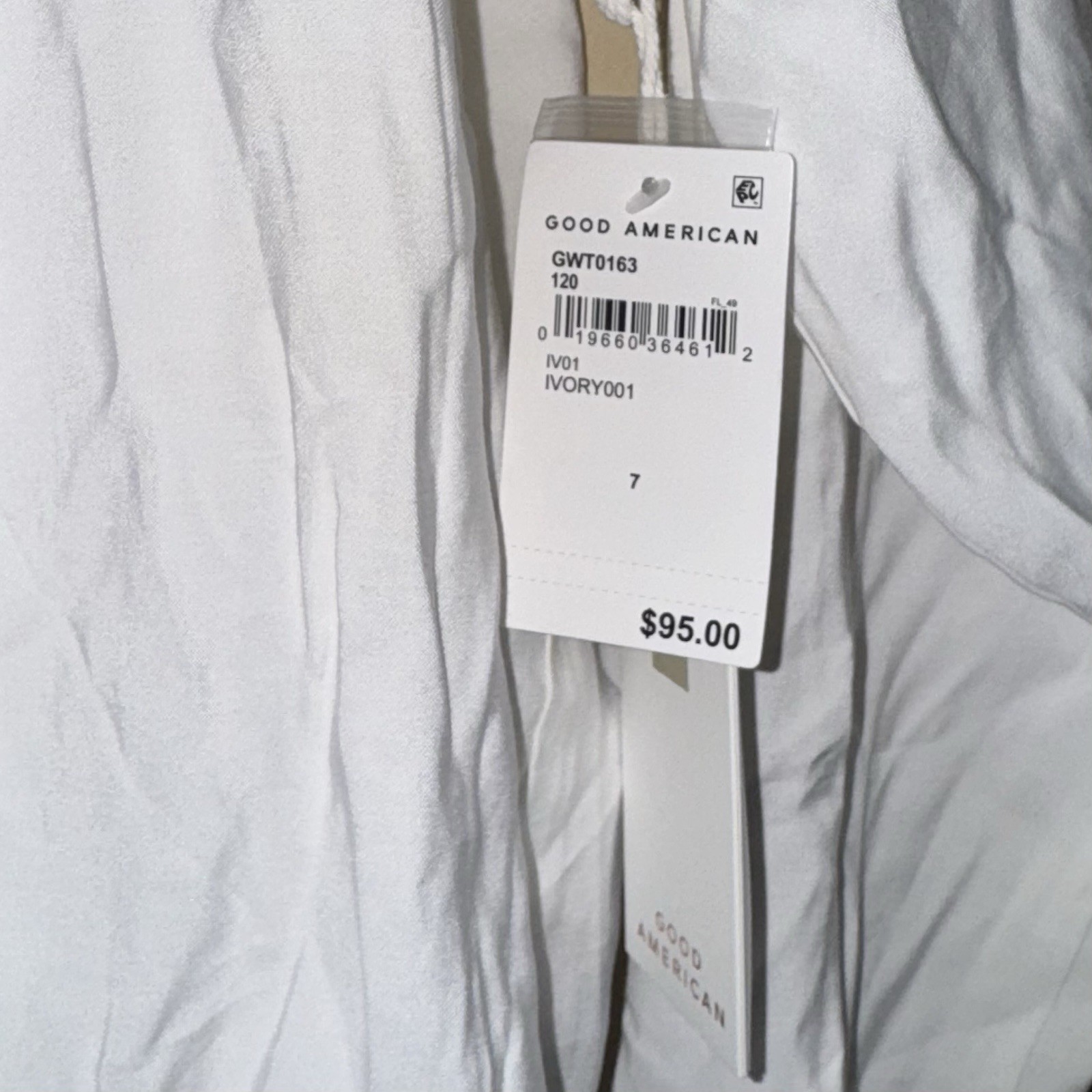 Good American Ivory Long Sleeve Wrap Front Blouse Size 7 (4XL) NWT!