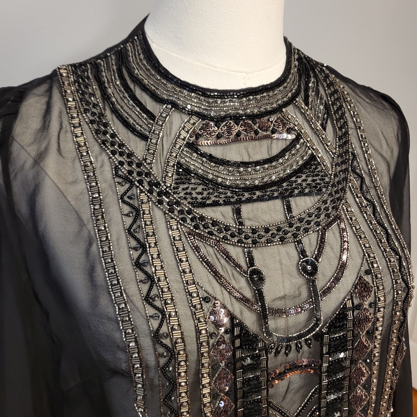 Ralph Lauren Purple Label Esmerelda Embellished Chiffon Blouse Womens 6 $1290