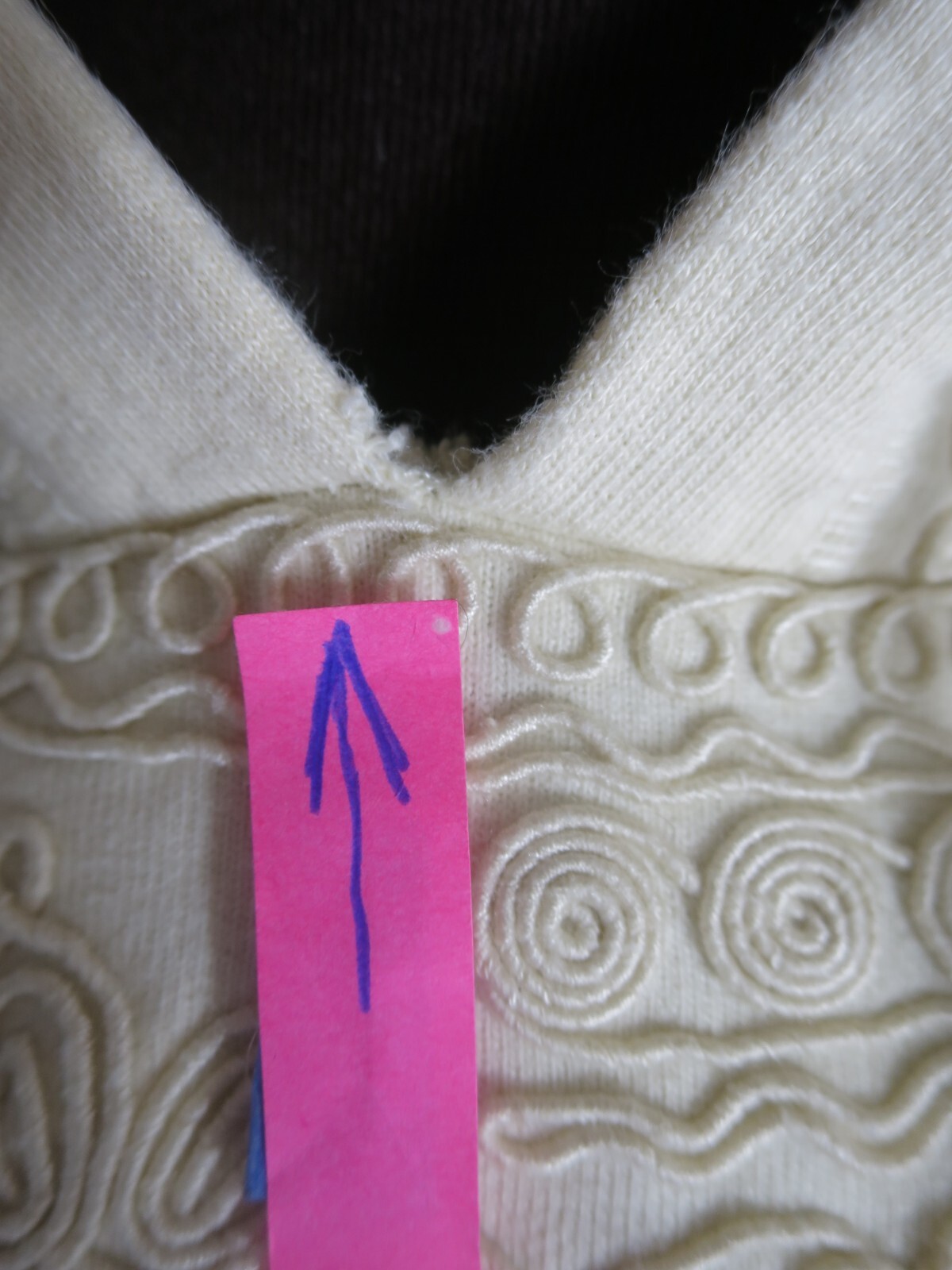 Lucky Hooded Poncho Cream Medium Weight Cotton Wood Beads Fringe Ties One Size
