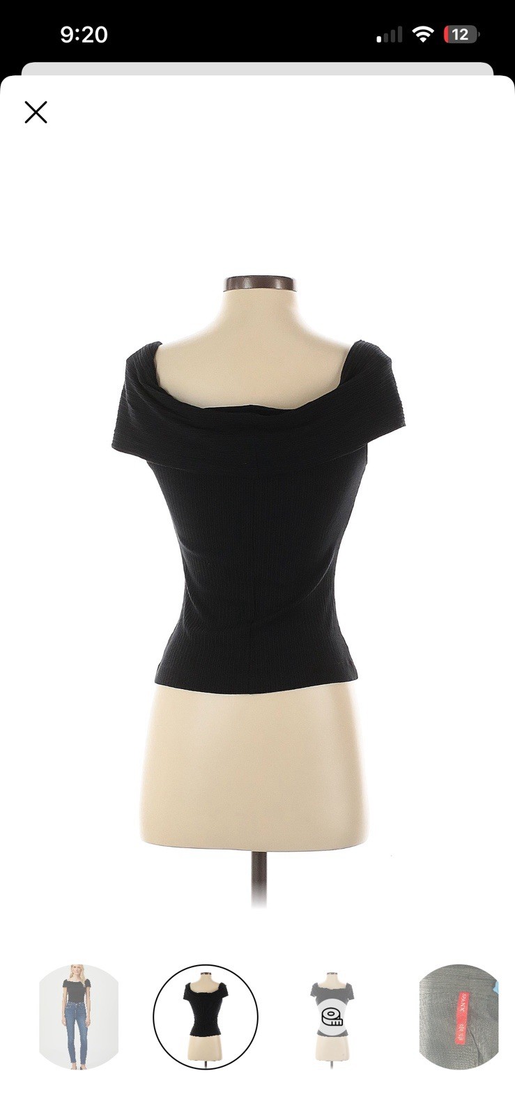 Spanx Women Off Shoulder Black Short Sleeve Top Size XS