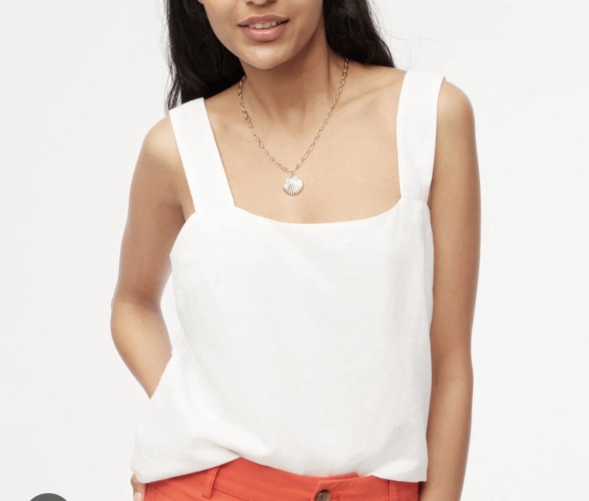 J Crew Linen Blend Top Sleeveless Sz XXL White NWT Coastal Beach Vacation