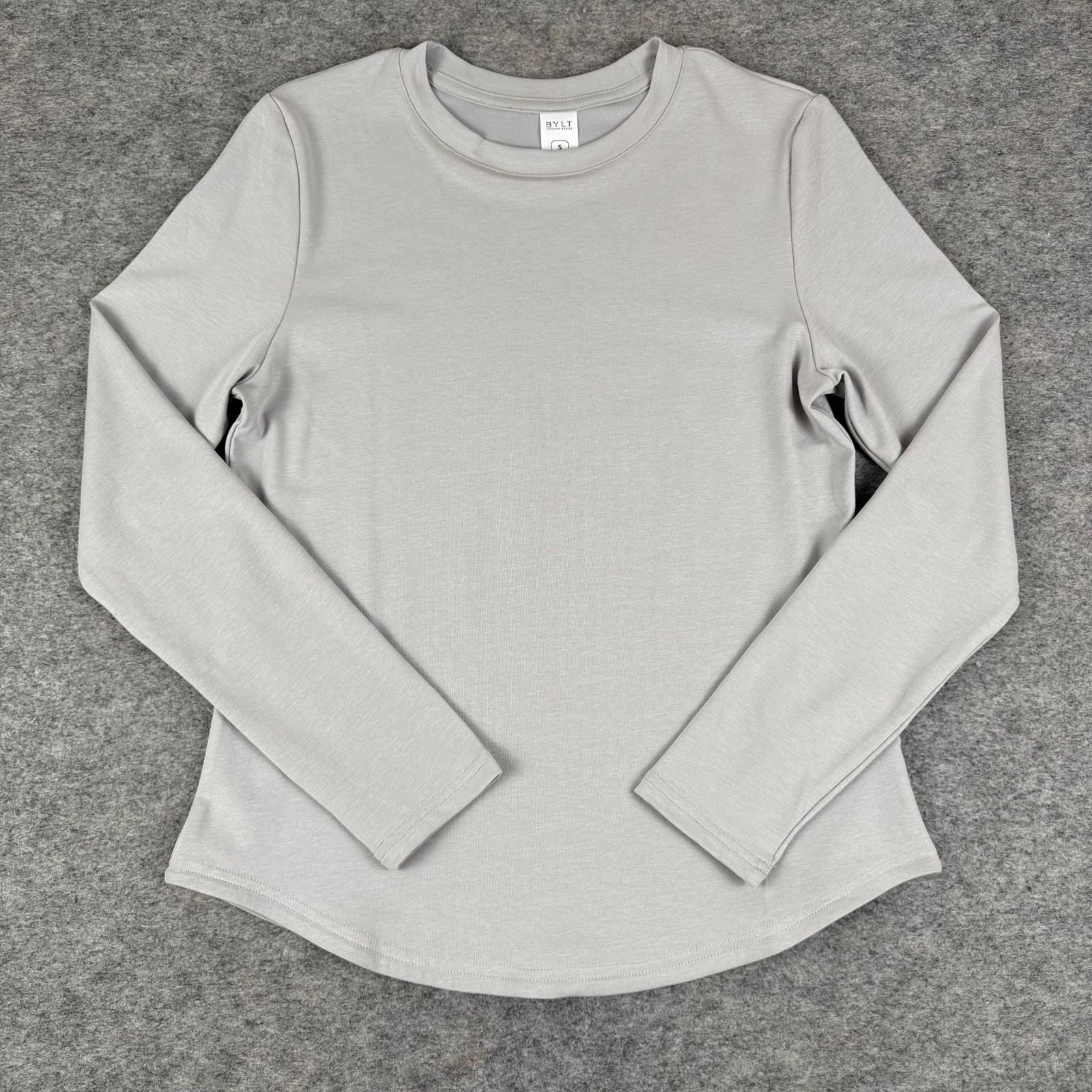 BYLT Premium Basics Drift Long Sleeve Shirt Fitted Gray Womens Small S