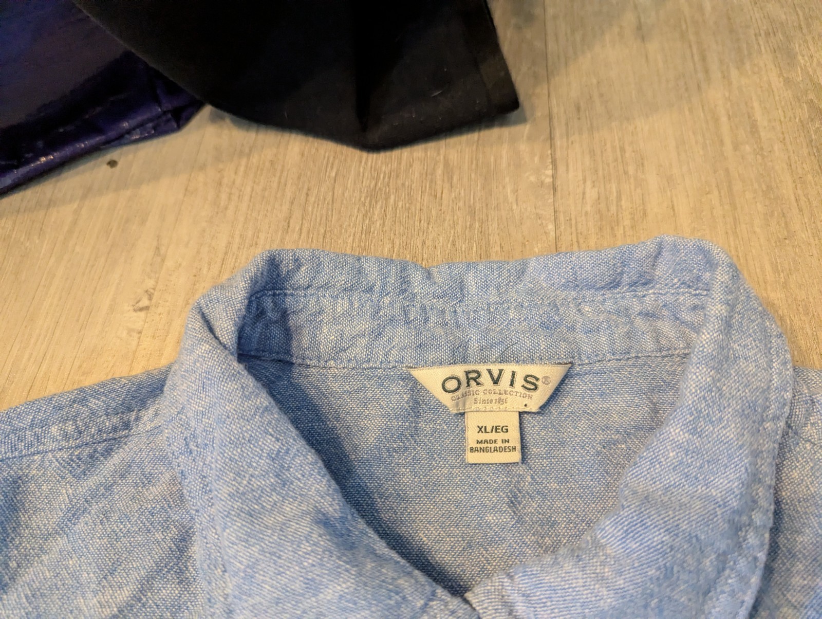 Orvis Linen Rayon Blend Button Up Shirt Blue Womens XL