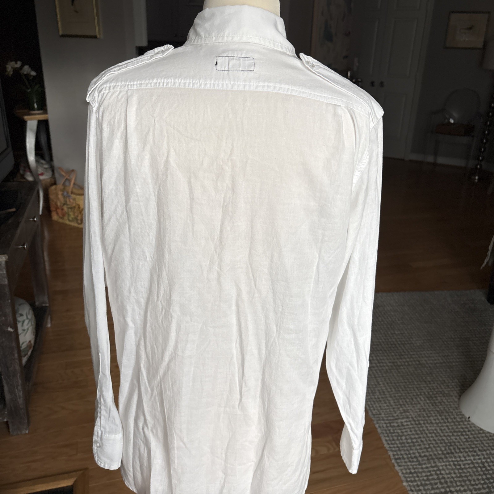 Current/Elliott Women’s White Shirt Size Large 100% Cotton Made In USA