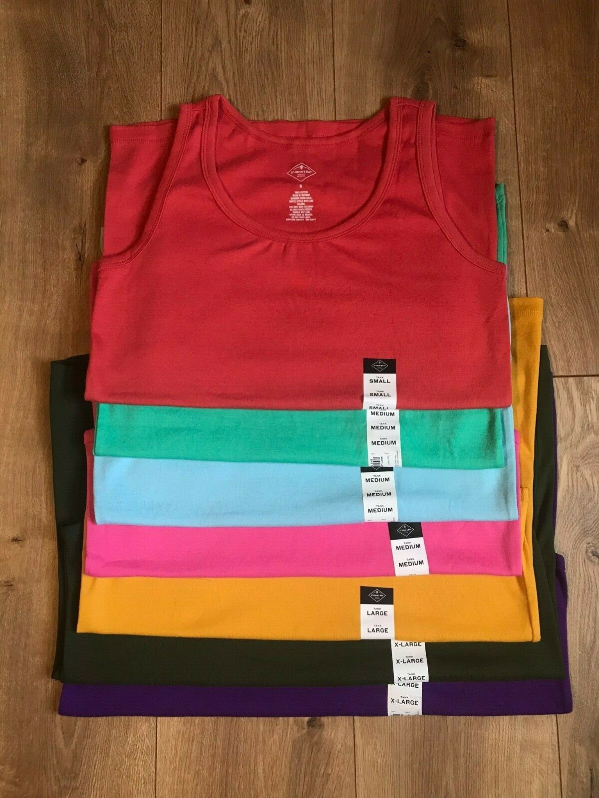 Women’s St. John’s Bay Tank Top S M L XL / Red Mint Blue Pink Gold Green Purple