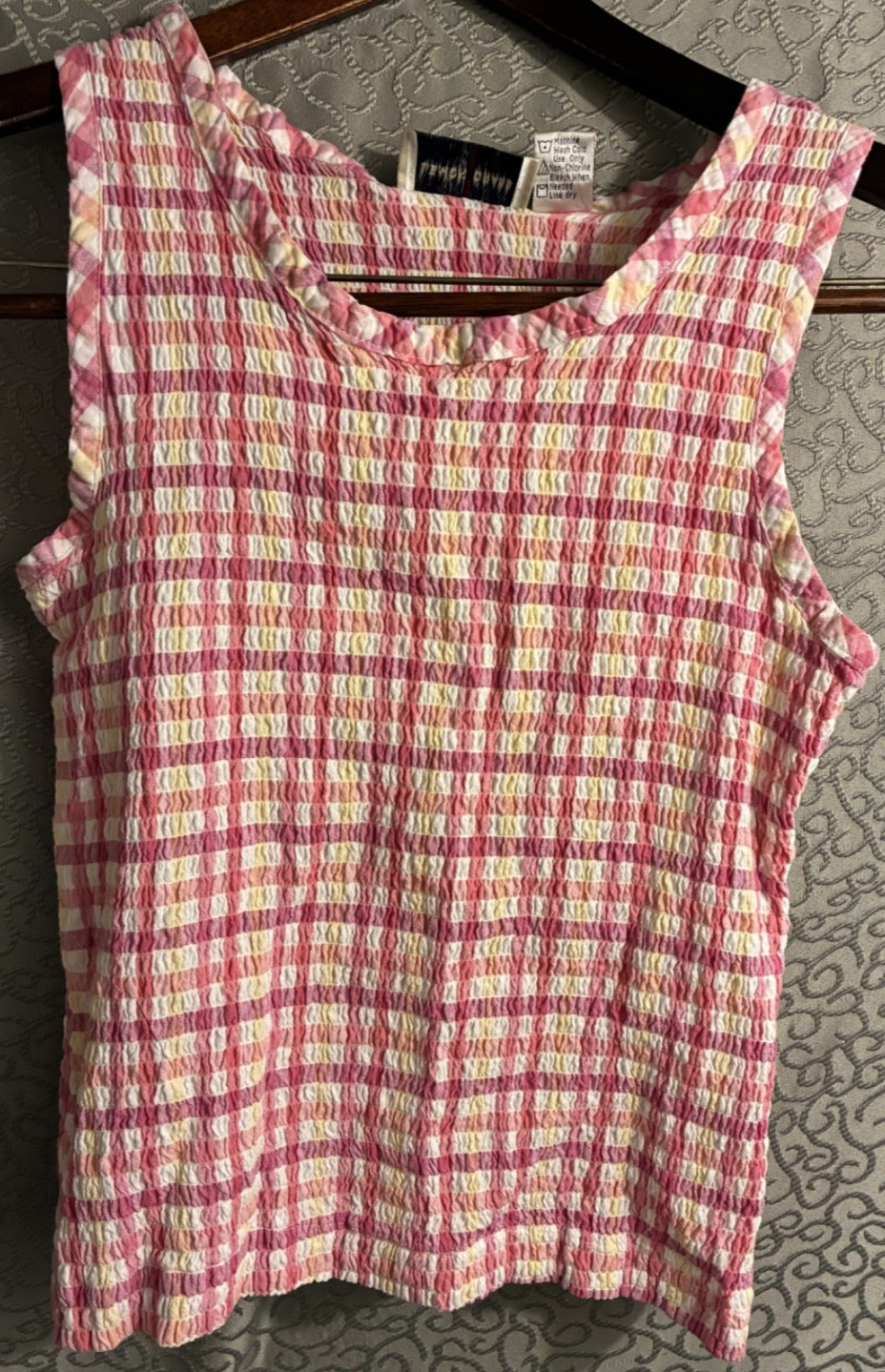 Lemon Grass Smocked Multi-Colored Sleeveless Top Size L (Check Measurements)