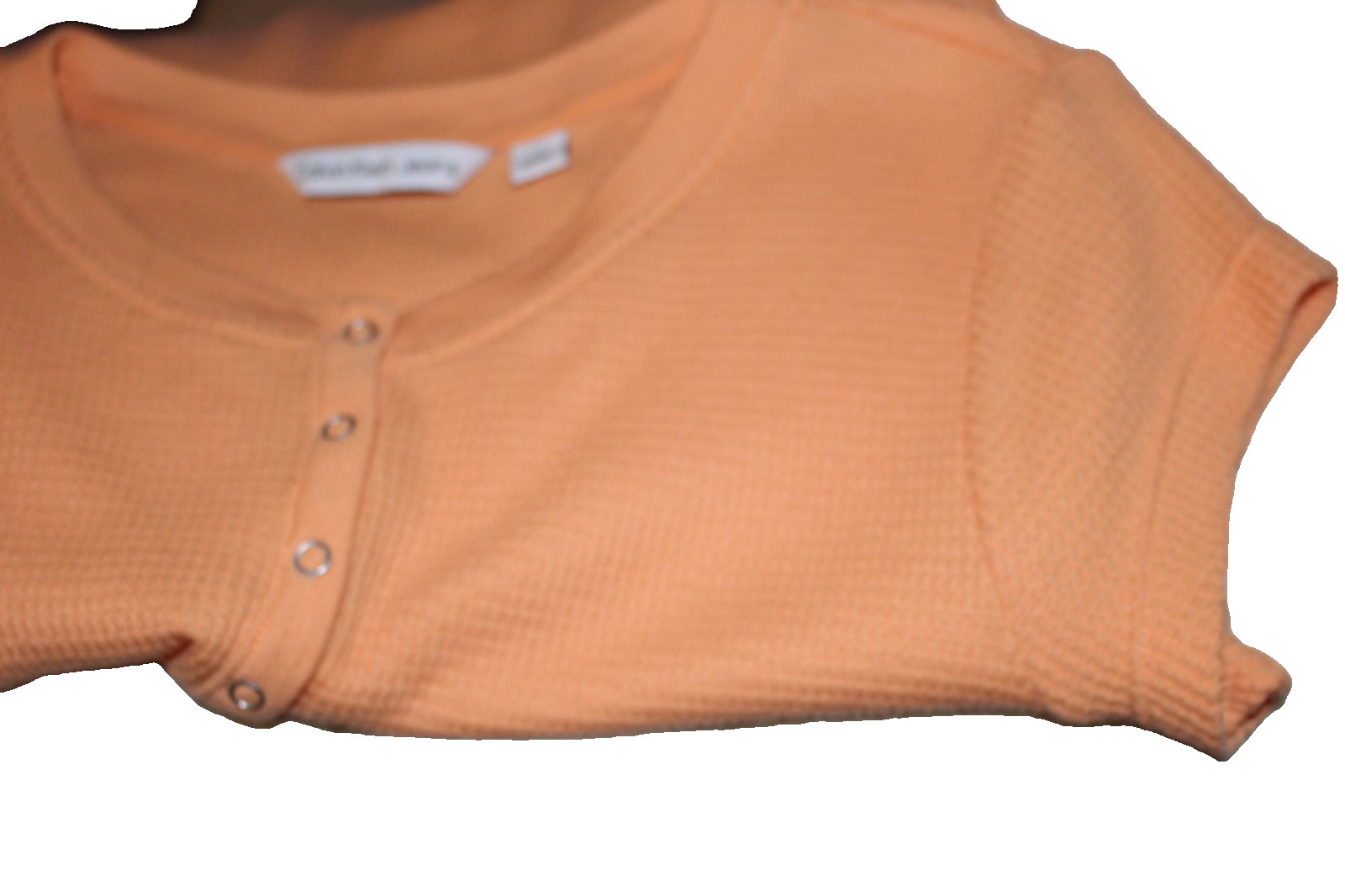 CALVIN KLEIN Cap Sleeve Ribbed Waffle Knit Cotton Blend Henley Top Size Large