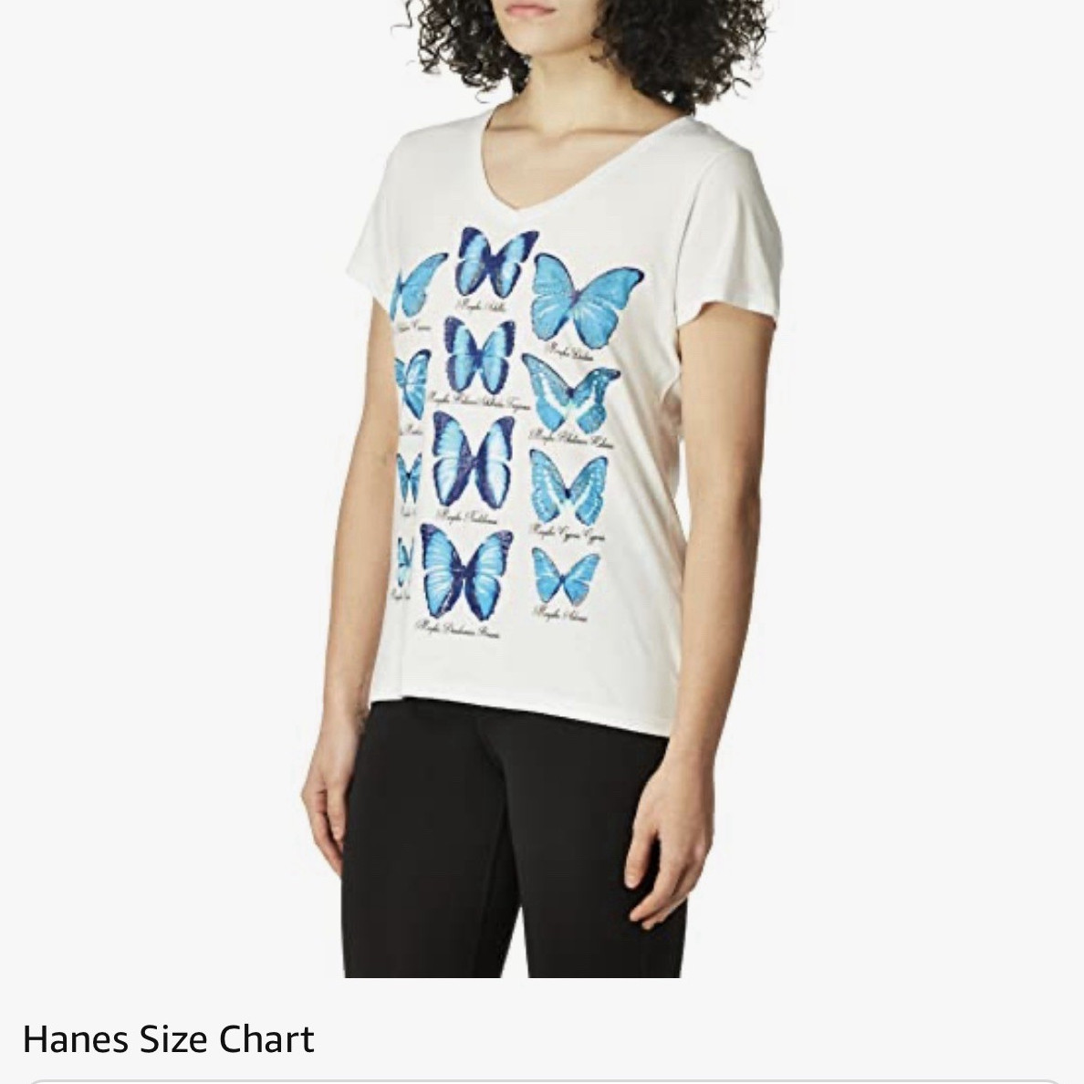 The Mountain Women’s M White V-Neck Short Sleeve Butterfly Graphic T-Shirt