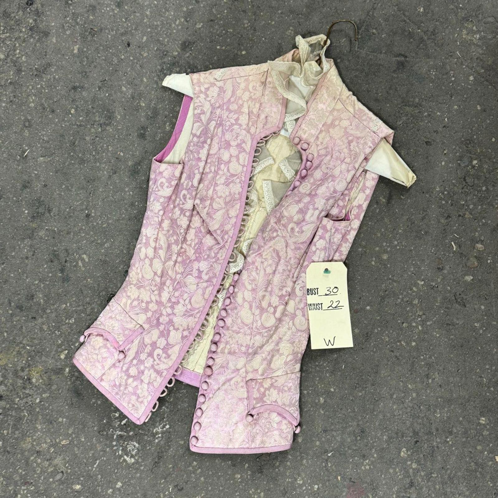 Vintage Film Costume 40s 50s Does Victorian Antique Style Brocade Bodice Vest