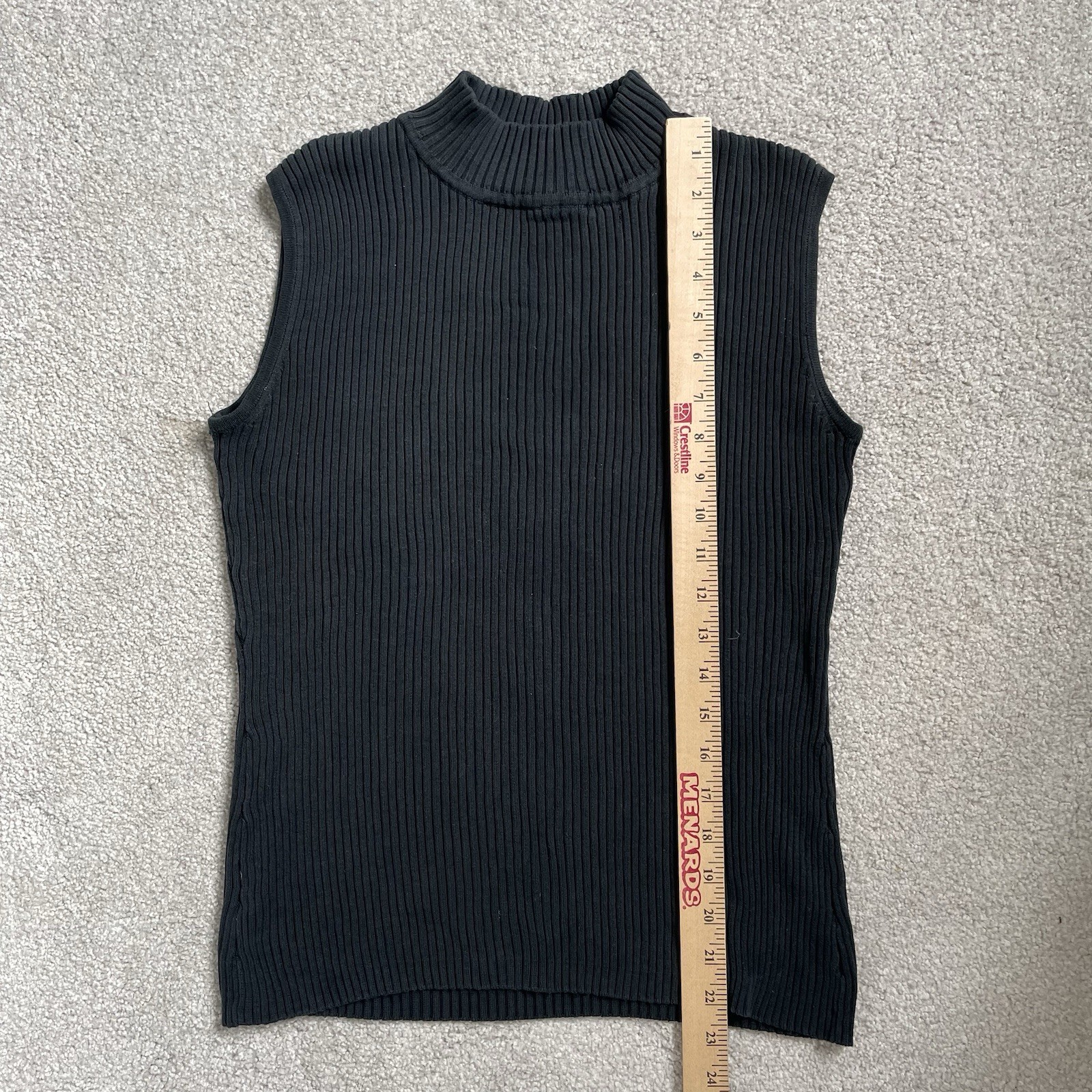 Clio II Vintage Silk Blend Knit Ribbed Tank Top Shirt Black Women’s Size 2X