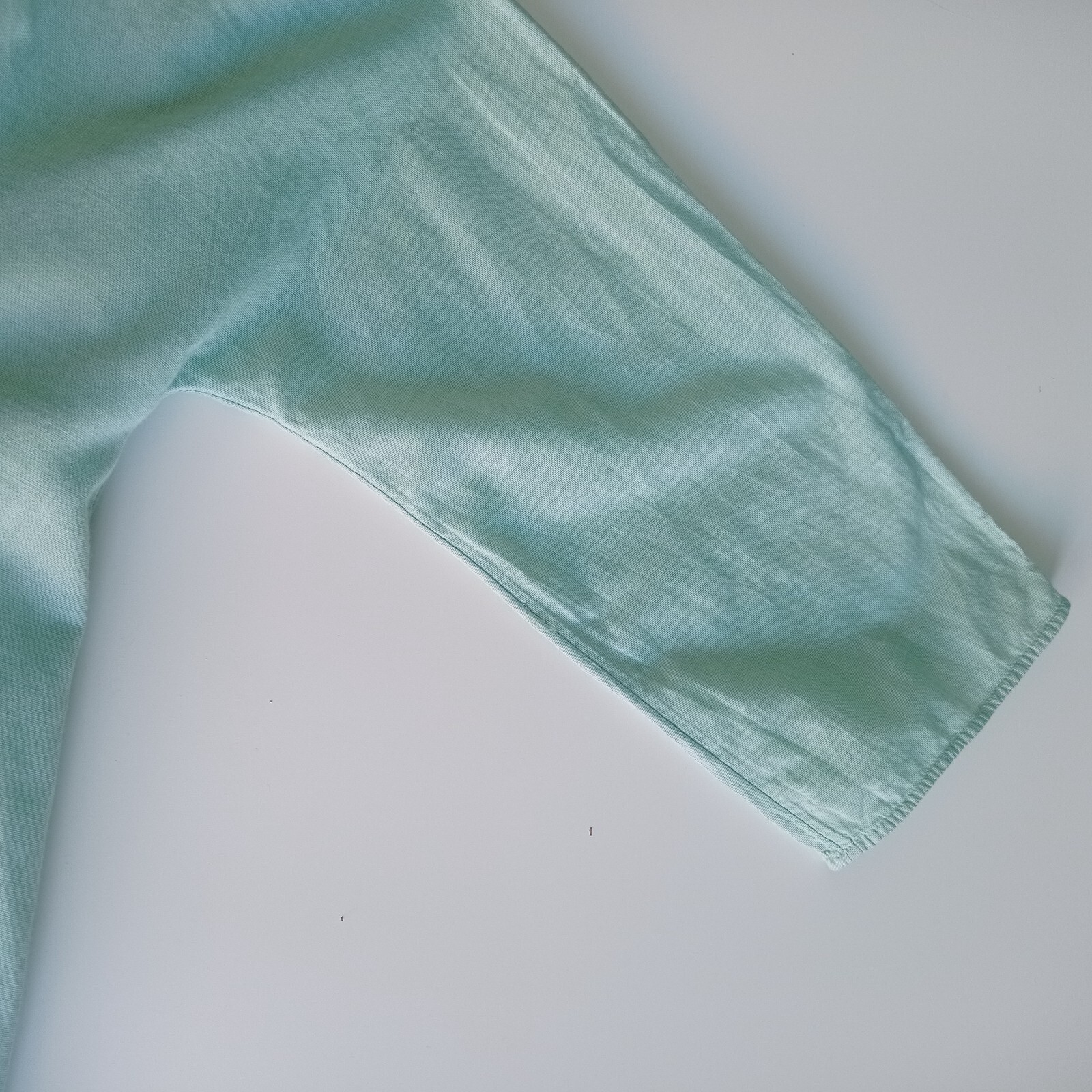 COS Women’s Chic Fresh Mint Green Cotton Blouse M Minimalist Style Hi-Low Hem