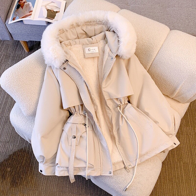 Winter Women Parka Hooded Fleece Padded Warm Coat Ladies Fur Jacket Outwear