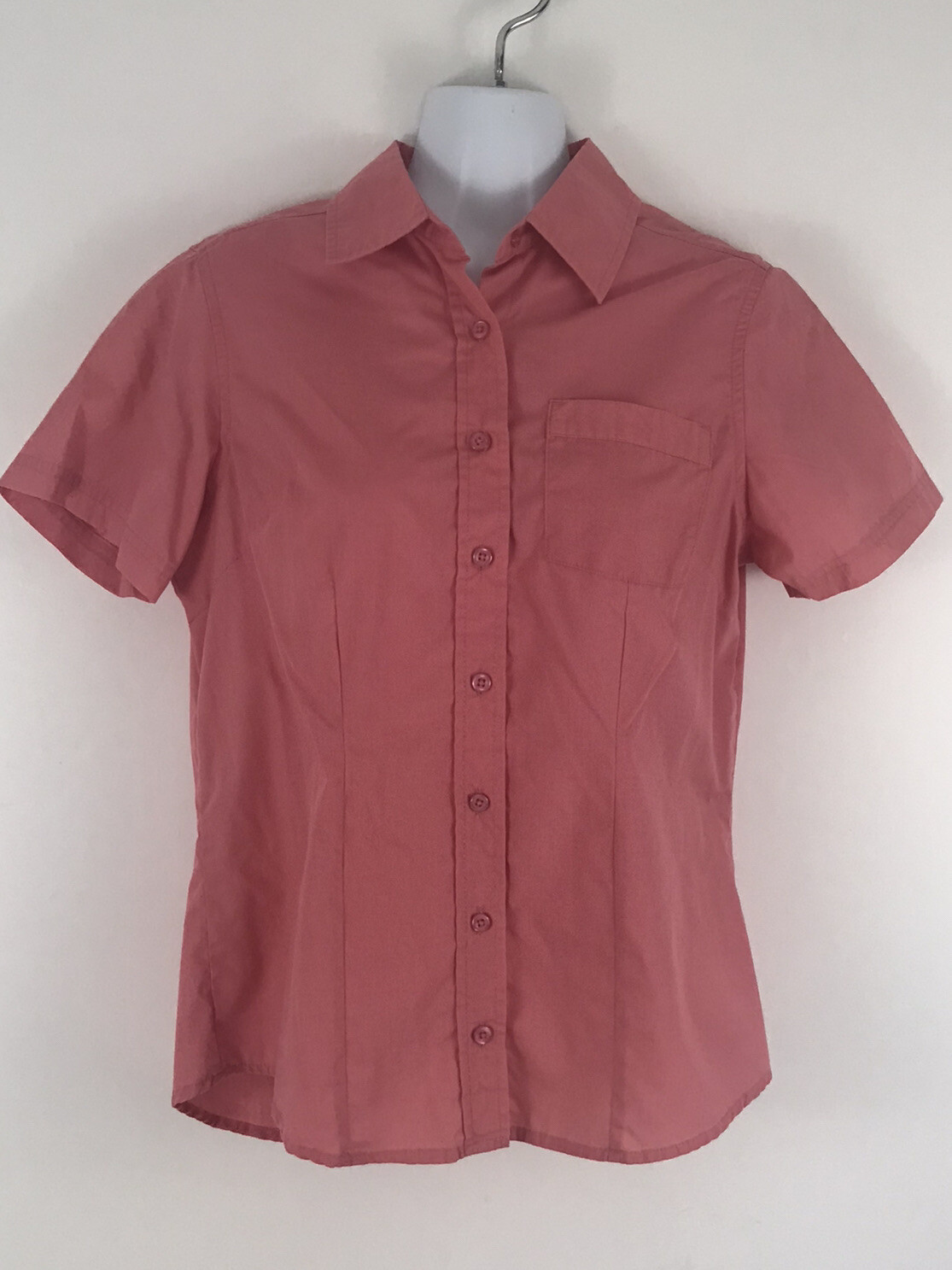 Womens Shortsleeve Pleated Button Front Blouse S Watermelon