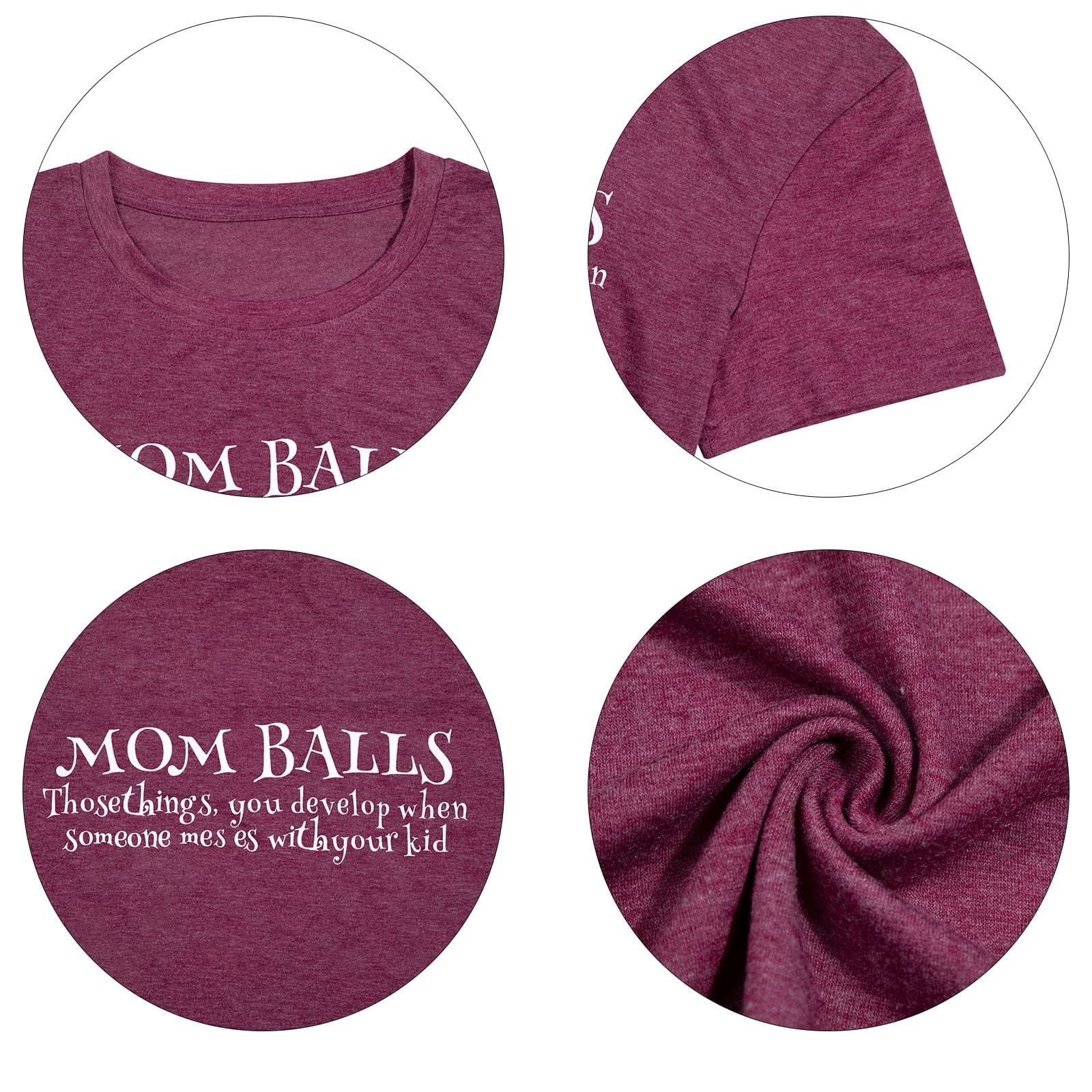 Mom Balls Letter Printed Graphic T-shirts Short Sleeve Tee Purple Size Small