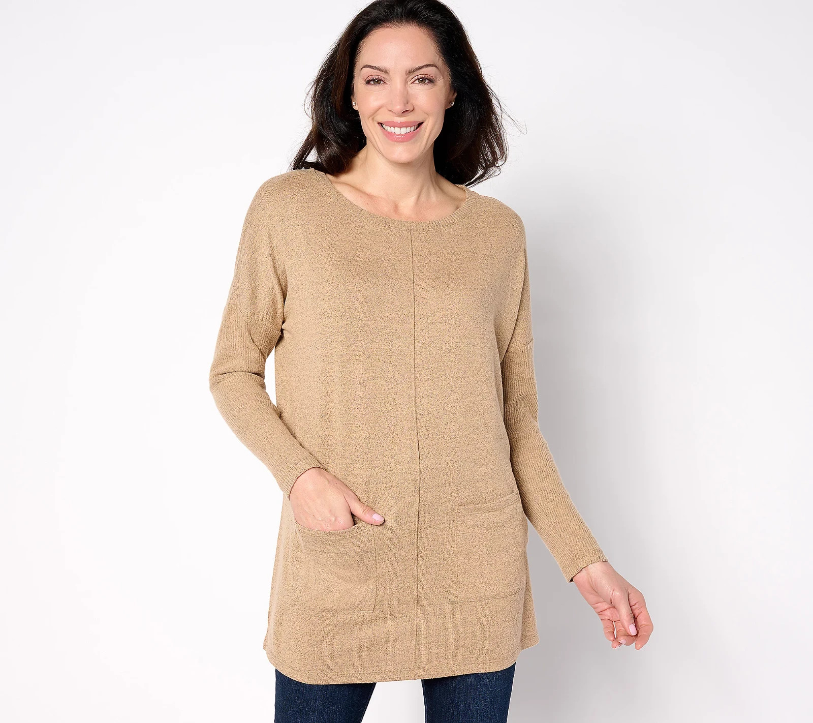 Denim & Co. Heavenly Jersey Regular Relaxed Fit Boatneck Tunic NWT A630346