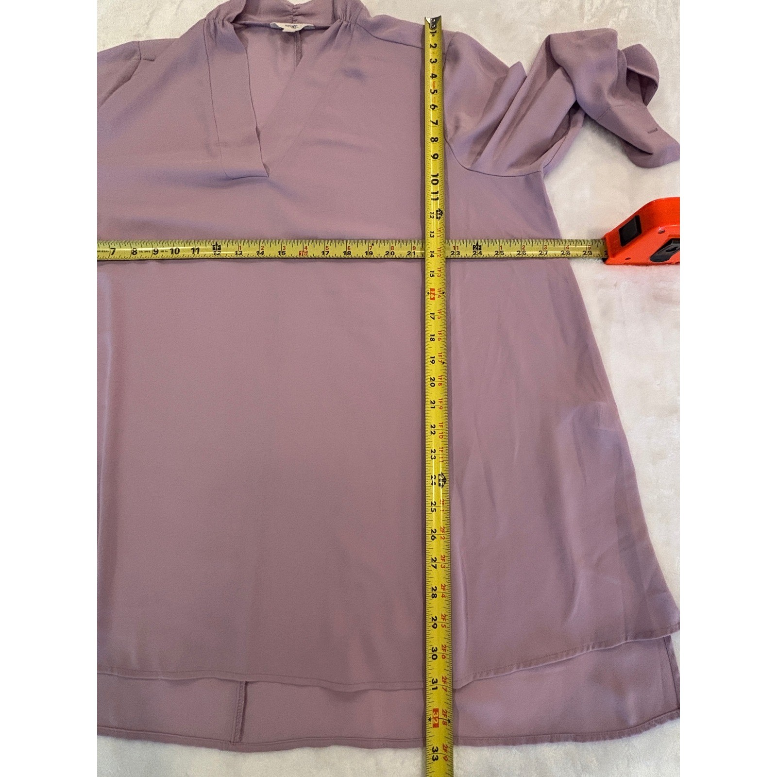 Terra & Sky Mauve V-Neck Tunic Top Long Sleeve Plus Size 2X 20W-22W Lavender
