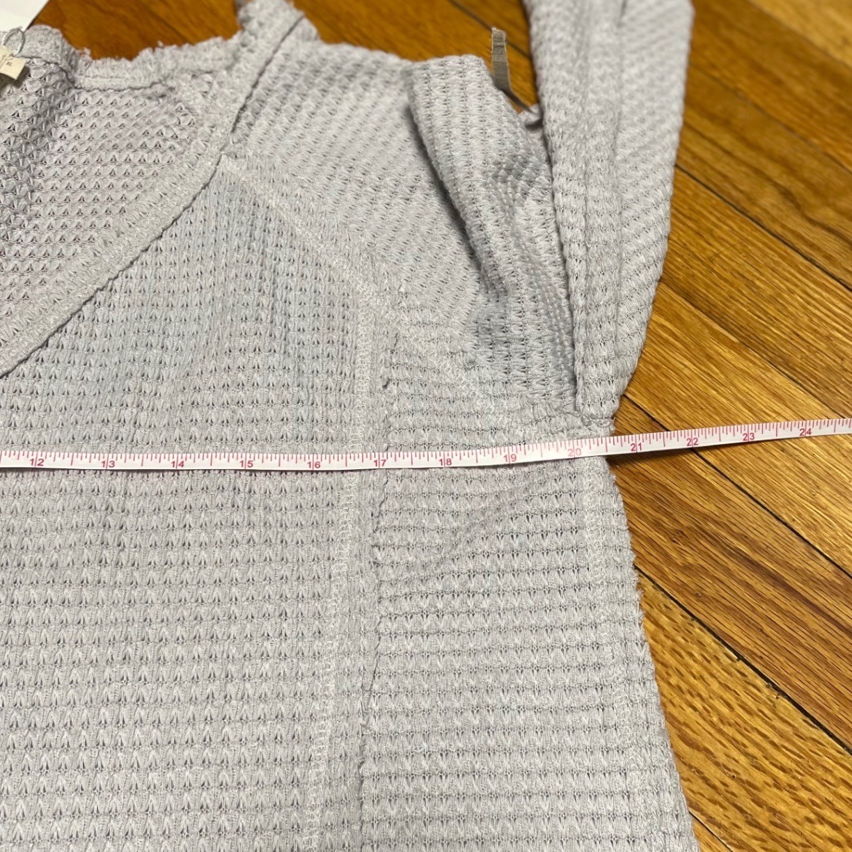Ninexis Women’s Light Gray Waffle Knit V Neck Long Sleeve Top size XL