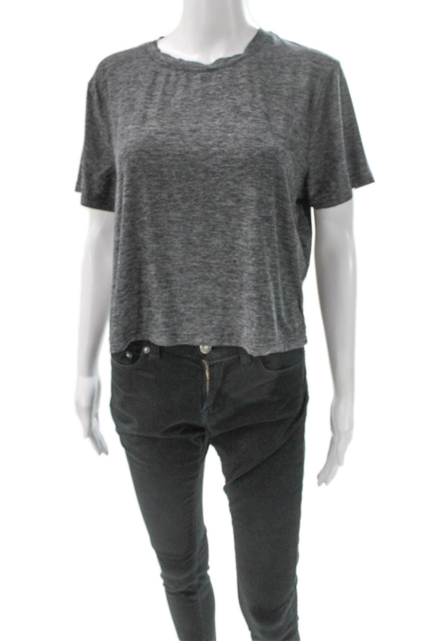 Outdoor Voices Womens Basic Gray Crew Neck Short Sleeve T-Shirt Size L