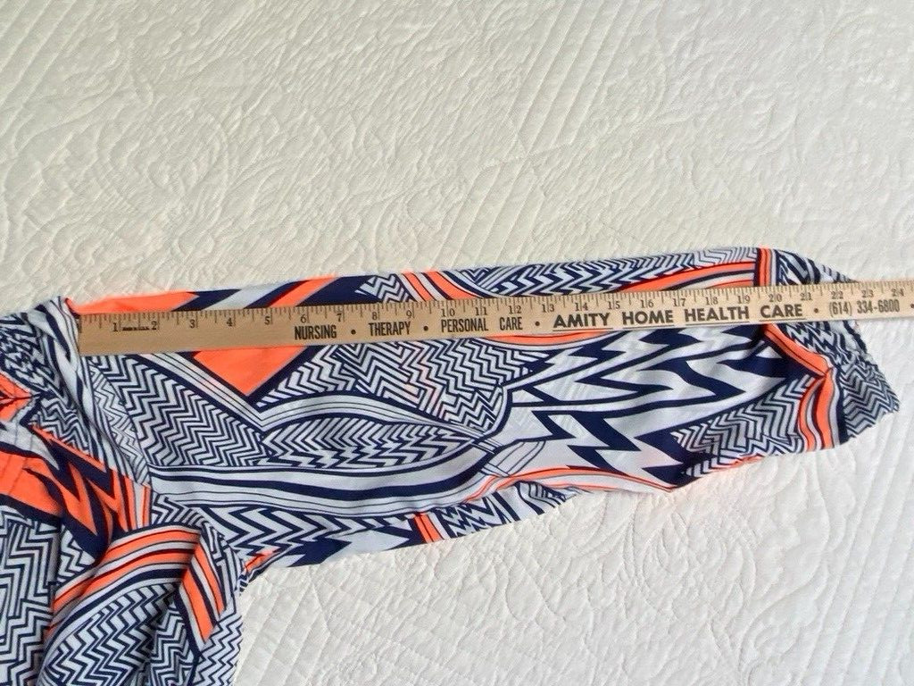 Tracy Negoshian Womens Graphic Shirt Orange Navy Medium