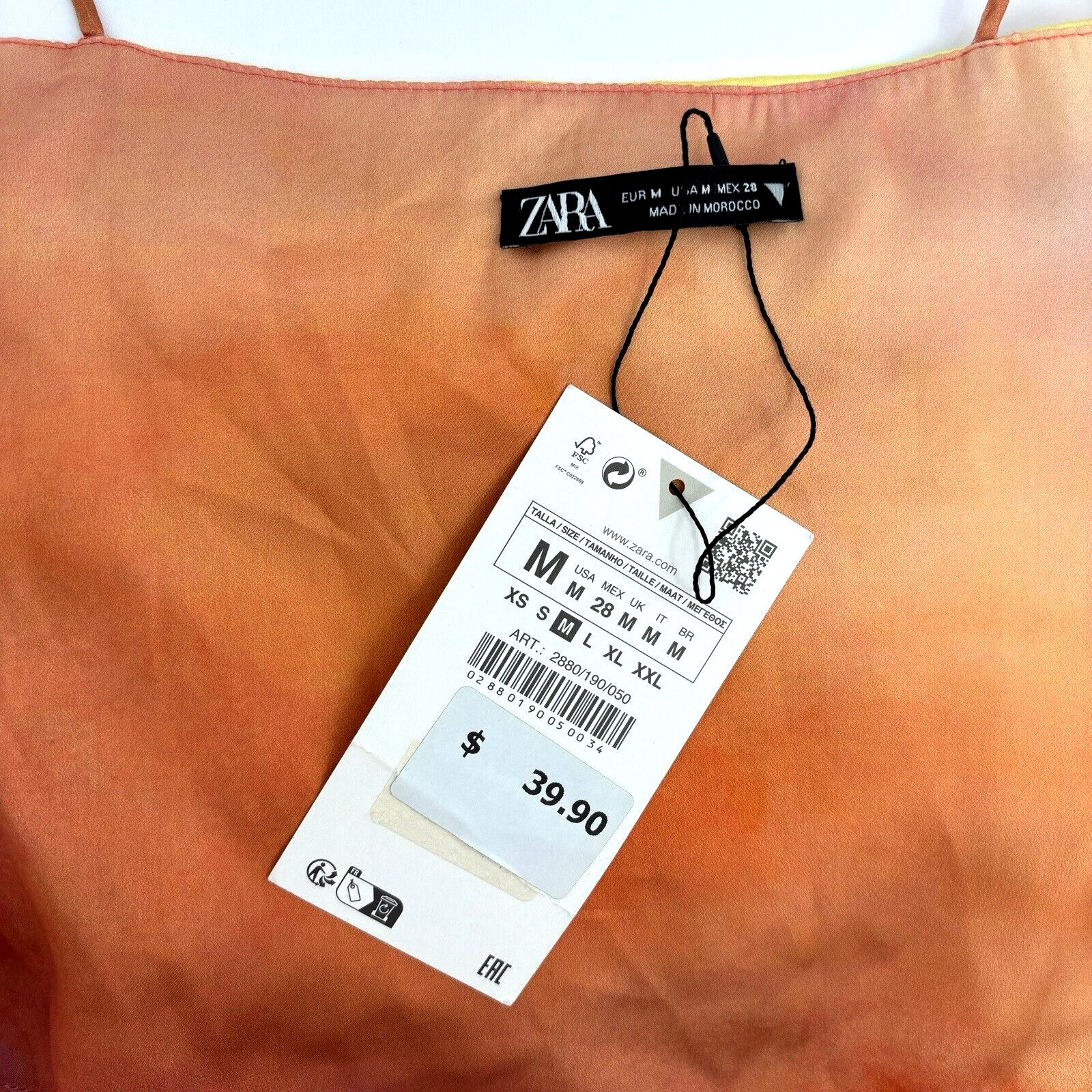 NWT Zara Asymmetric Purple Pink Ombre Print Top Spaghetti Straps Women’s Medium