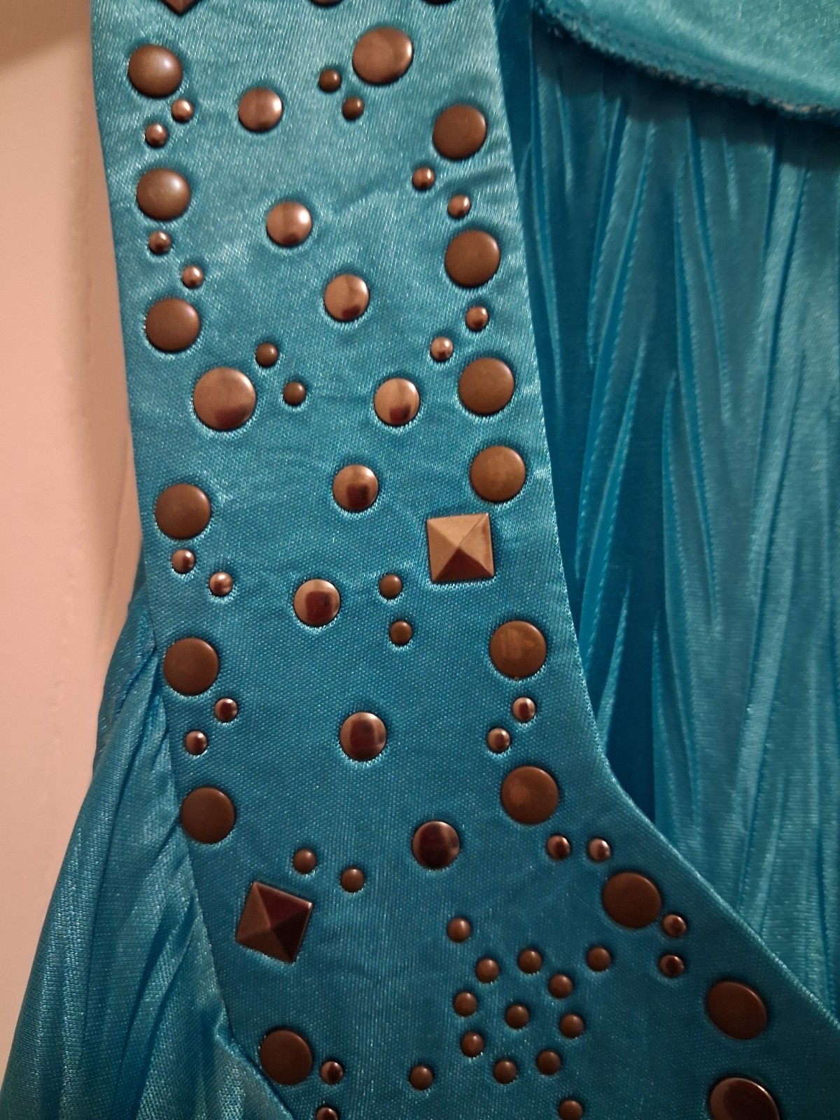 Heart Soul Teal Studded Crinkle Tank Top Medium Y2K Boho Festival Western Chic