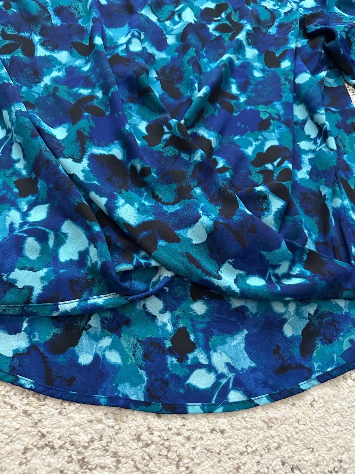 INC (L) Blue Teal Quinn Garden Water Print Surplice Top International Concepts