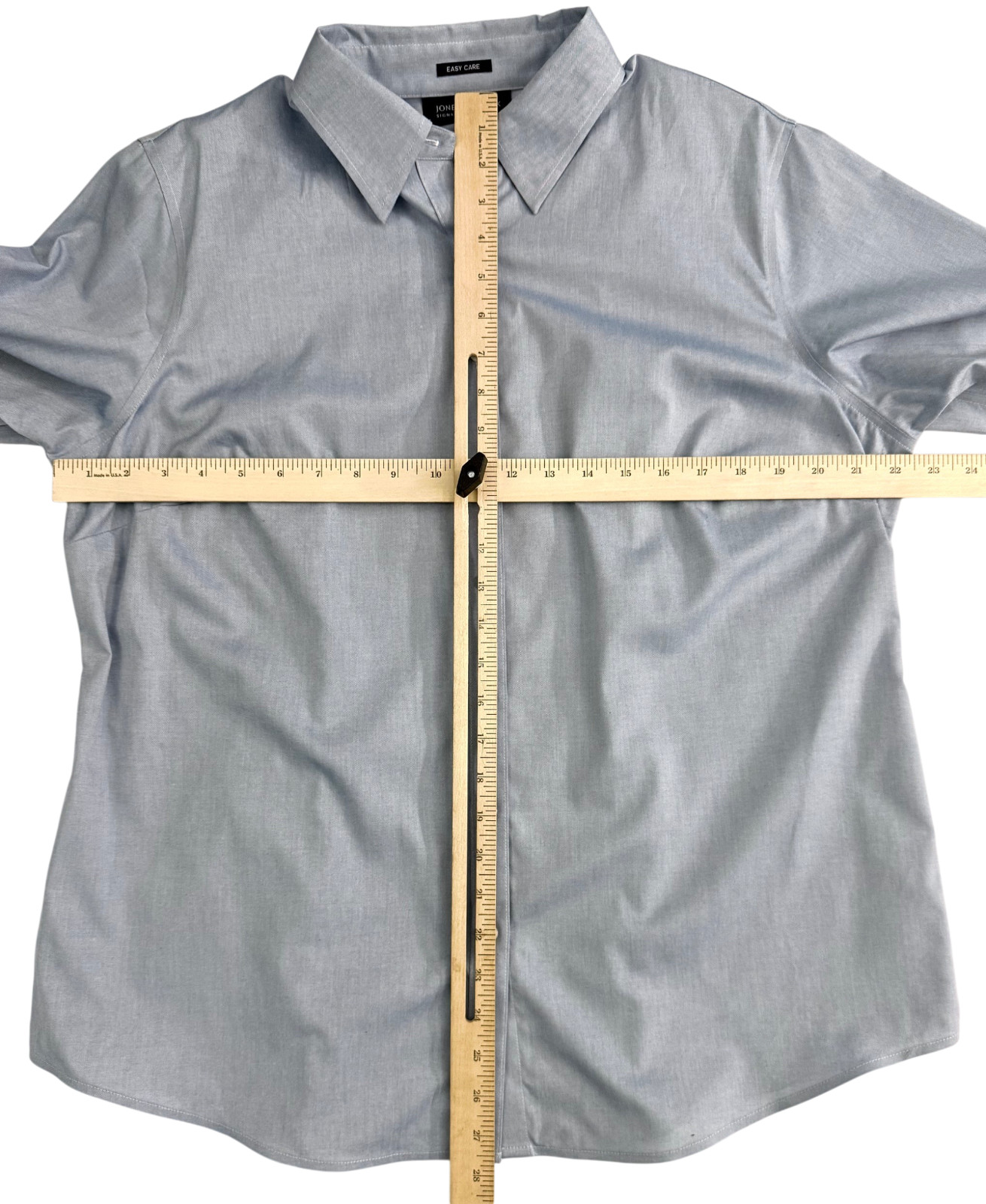 Jones New York Signature Woman Easy Care Button Down Shirt Blue Size 1X Cotton