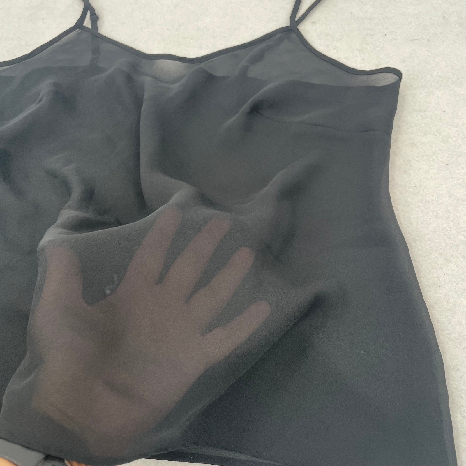 Lane Bryant Black Sheer Chiffon Camisole Adjustable Strap Tank Top Womens 18/20