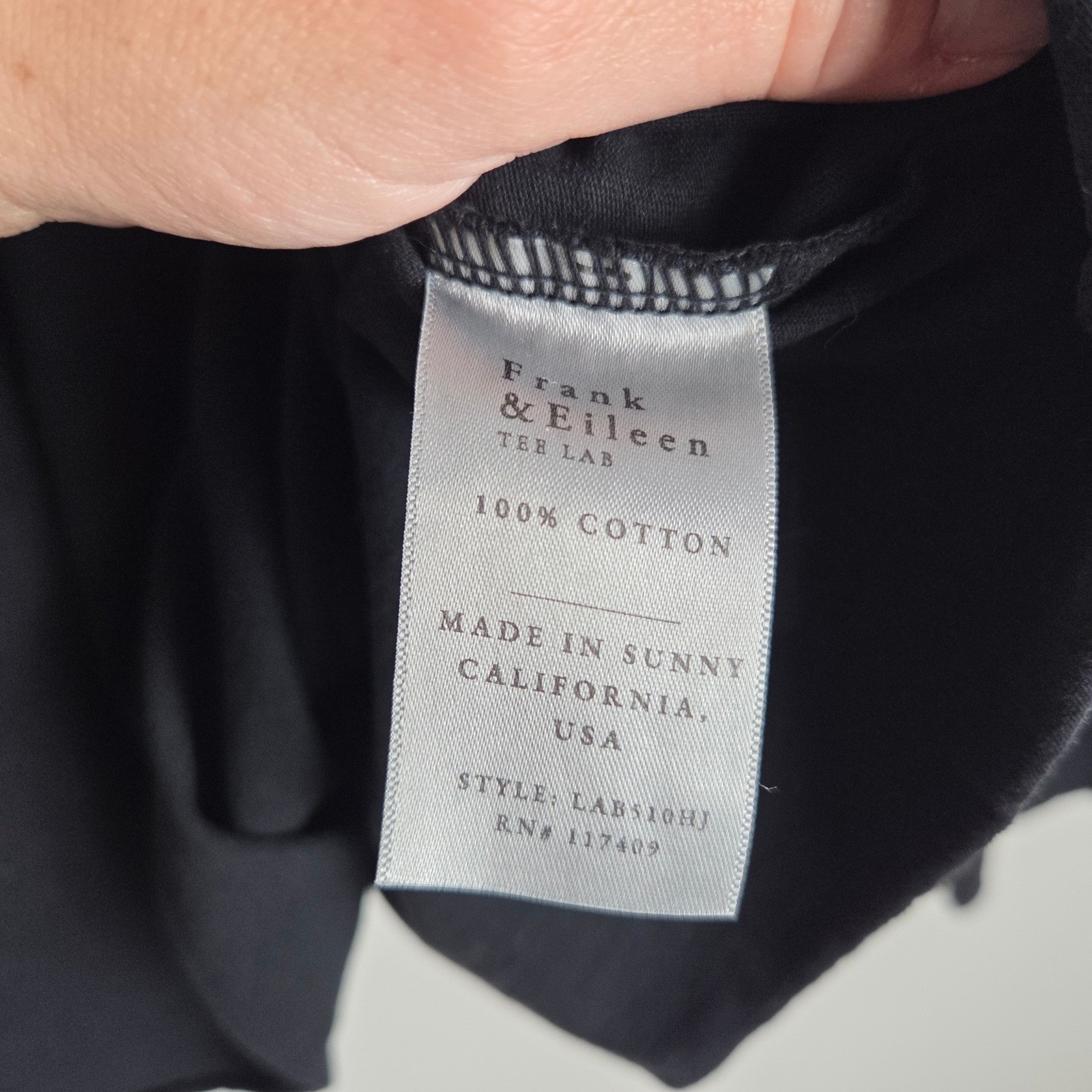 Frank & Eileen Black Cotton Polo Pullover Patrick Shirt Womens Large Minimalist