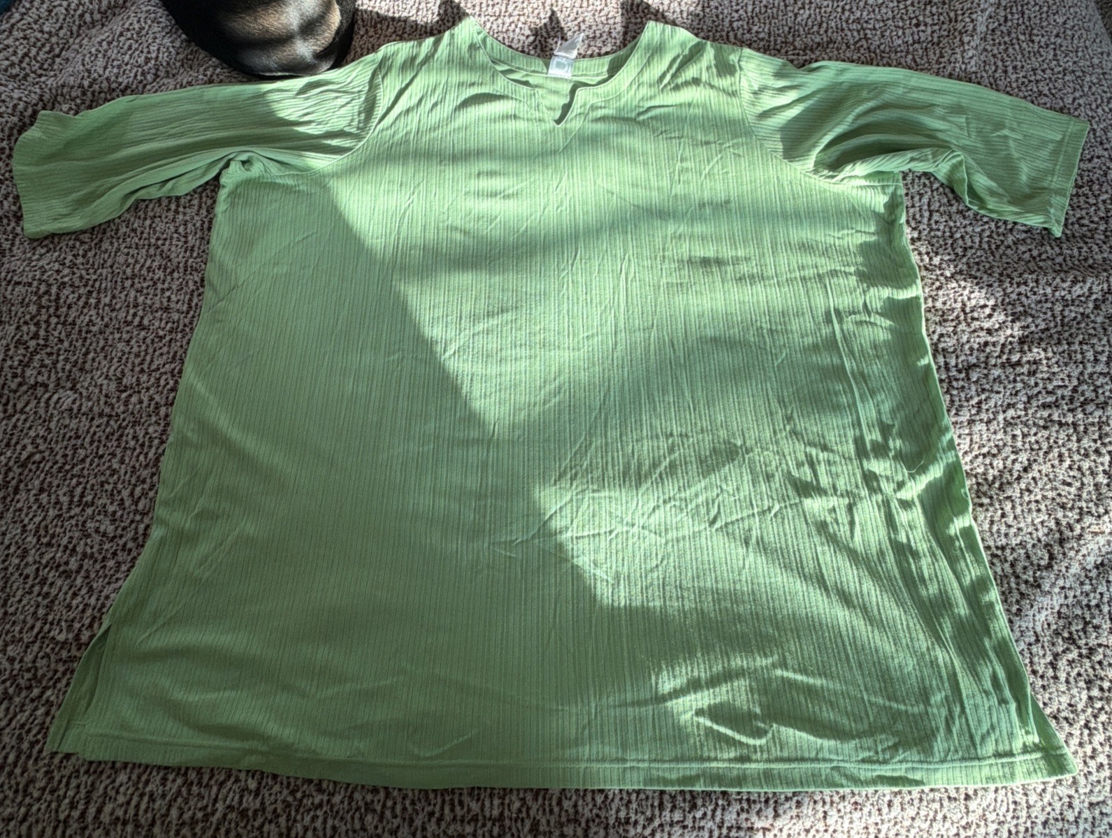 Women’s 6x Green 3/4th Sleeve Stripped Shirt