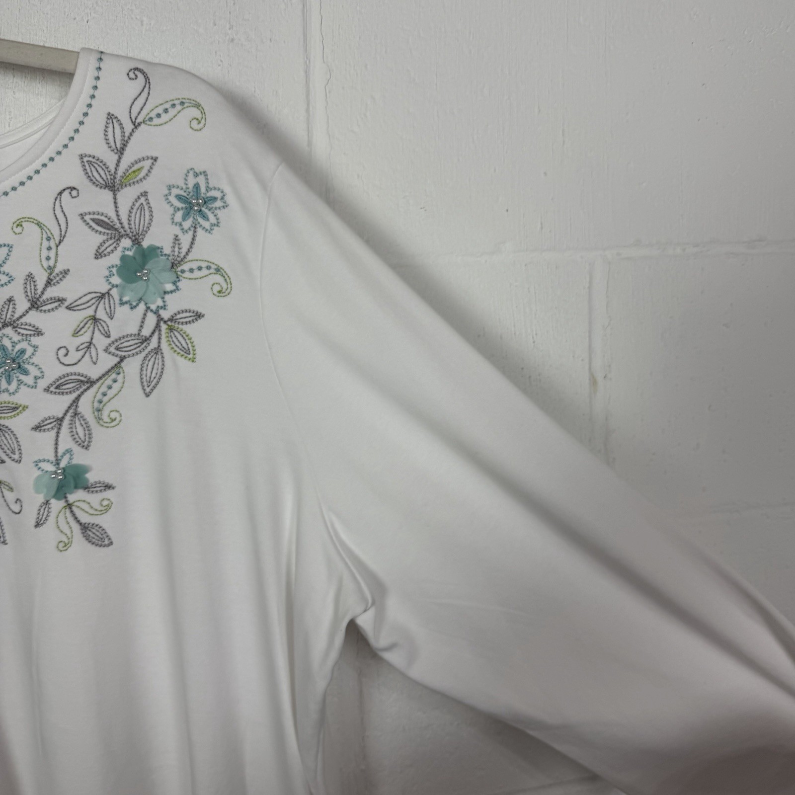 Alfred Dunner NWT Floral Applique Tunic Plus Size 2X Beaded Embroidered Garden